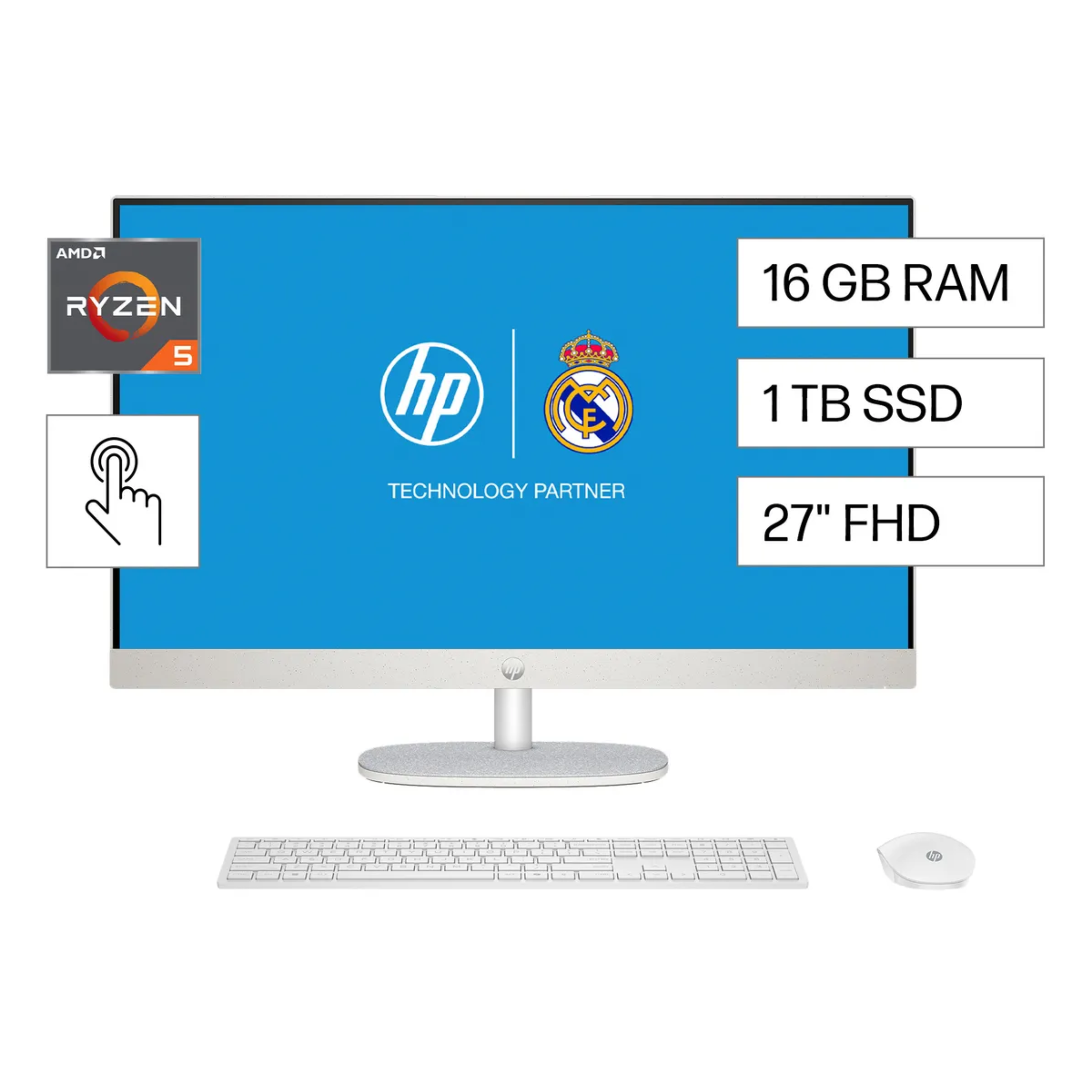 All in One HP 27-cr0278la Ryzen7-7730U 16GB, 1TB SSD, 27" FHD Tactil, Windows 11 (BM6N9LA)