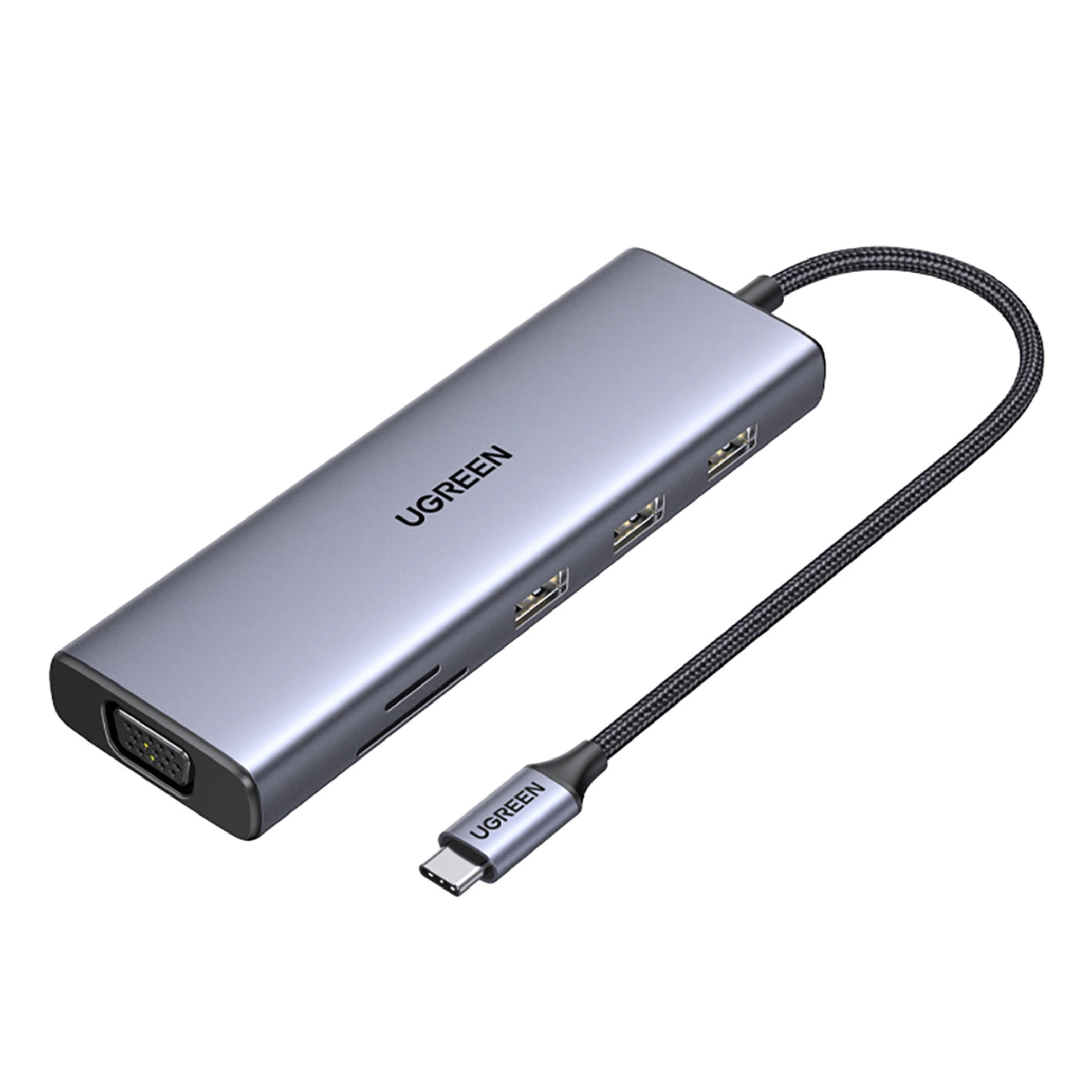 Adaptador USB-C UGREEN CM498 9-en-1 USB-A 3.0/HDMI/VGA/RJ45/SD/TF/USB-C PD (15600)