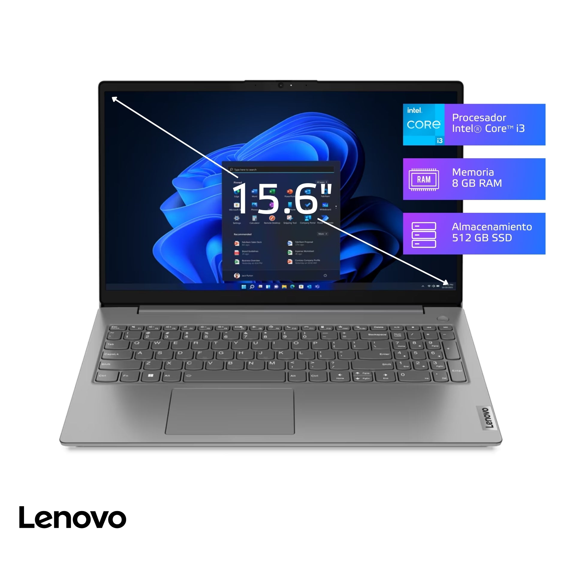 Laptop Lenovo V15 G5 Core i3-1315U 8GB, SSD 512GB, 15.6", FreeDos (83GW005MLD)