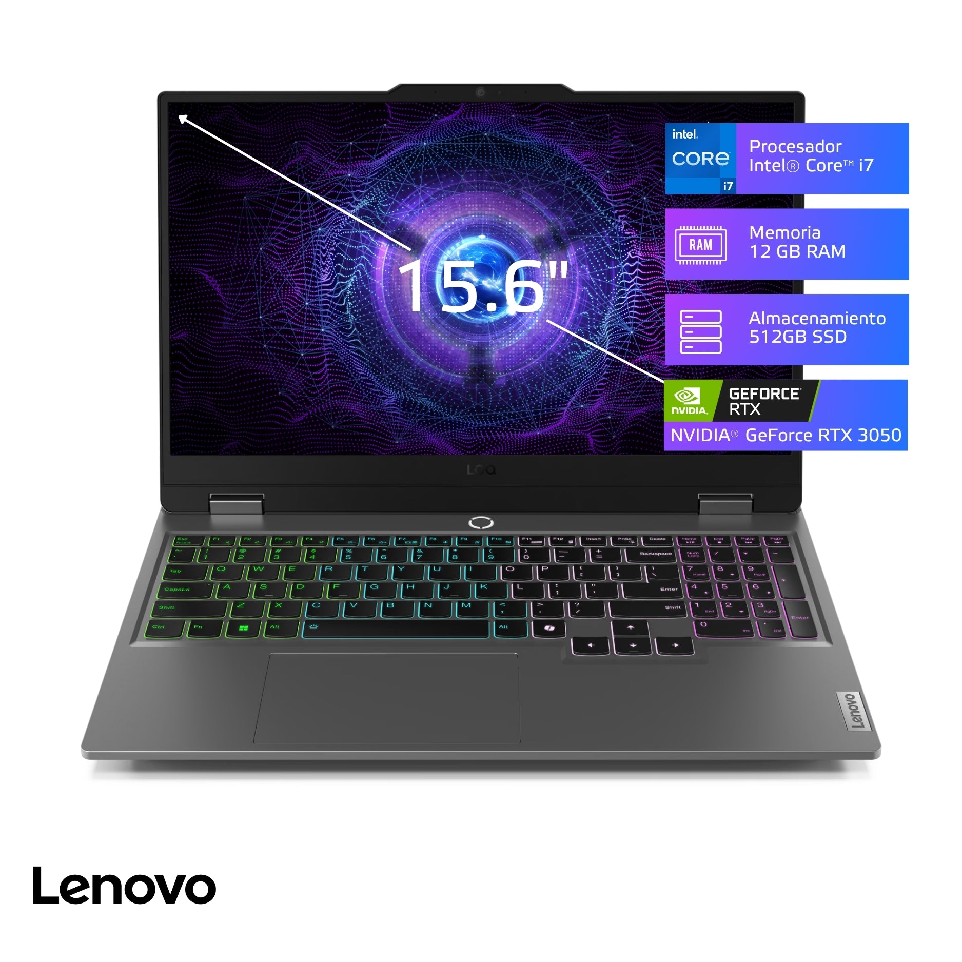 Laptop Lenovo Gamer LOQ 15IRX9 Core i7-13650HX 12GB, 512GB SSD, RTX-3050 6GB, 15.6", FreeDos (83DV00FHLM)