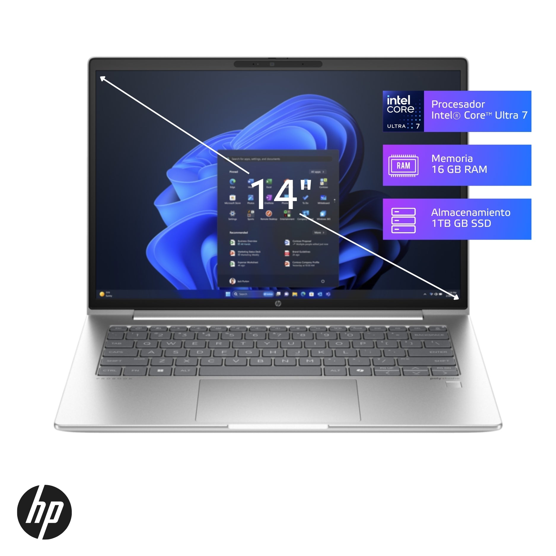 Laptop HP ProBook 440 G11 Core Ultra 7-155U 16GB, SSD 1TB, 14", Windows 11 Pro (A24Z8LA)