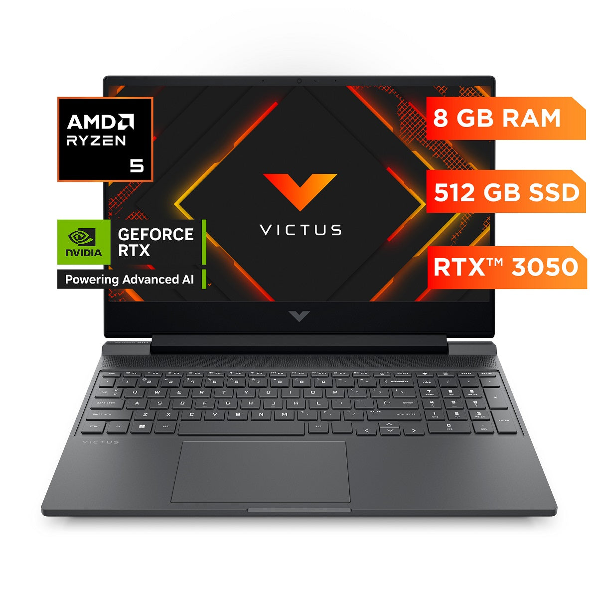 Laptop Gamer HP Victus 15-fb3012la Ryzen5- 8645HS 8GB, SSD 512GB, RTX-3050 6GB 15.6", FreeDos-BF9V3LA