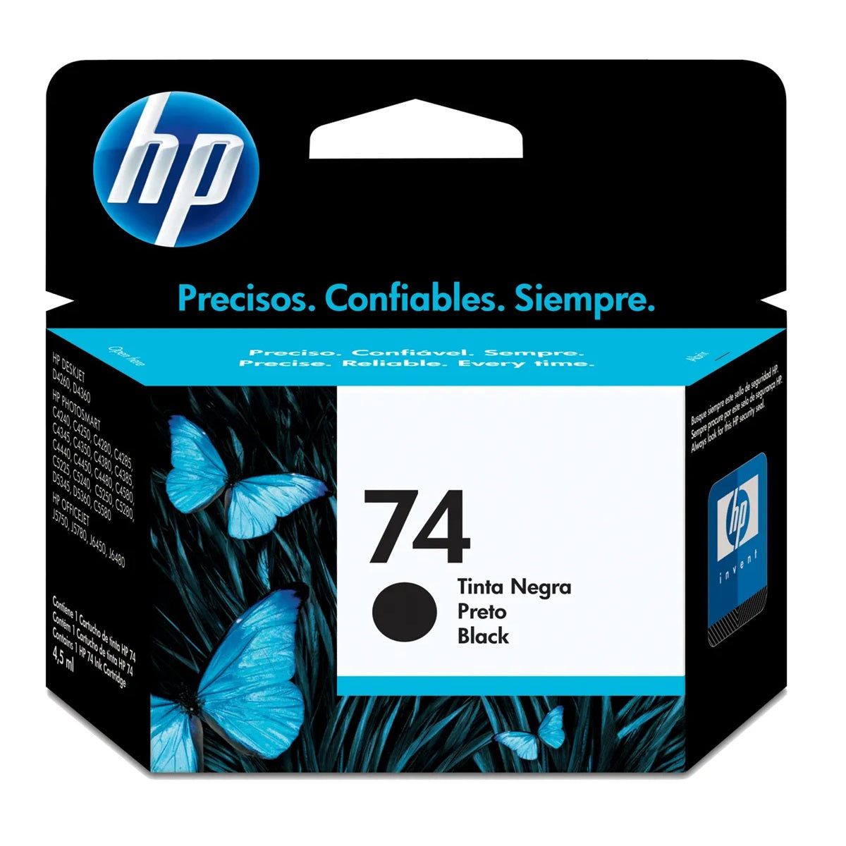 Cartucho de tinta HP 74 negra Original (CB335WL) Para HP Deskjet D4360, Photosmart C4424, C4480, C4440, C4524
