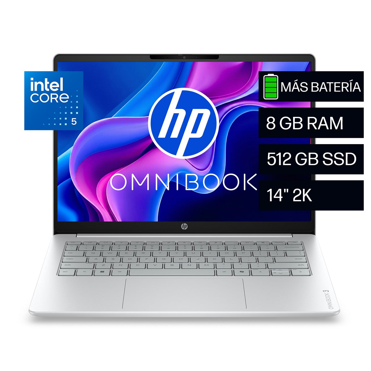 Laptop HP OmniBook 3 14-hu0051la, Intel Core 5 120U , 8 GB, 512 GB SSD, 14, 2K FreeDOS 3.0-D6ZF6LA