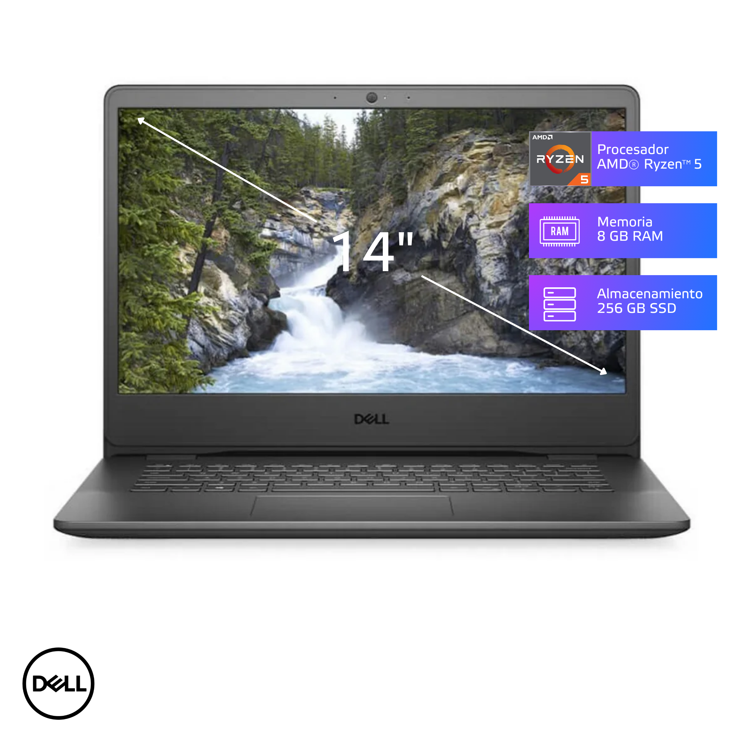 Laptop Dell Vostro 3405 Ryzen5-3450U 8GB, SSD 256GB, 14 Laptop Dell Vostro 3405 Ryzen5-3450U 8GB, SSD 256GB, 14