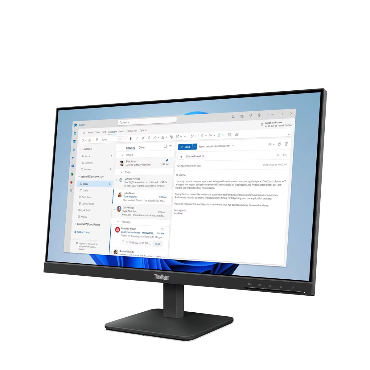Monitor Lenovo ThinkVision S24-4e de 23.8" IPS FHD-64B5KAR1LA
