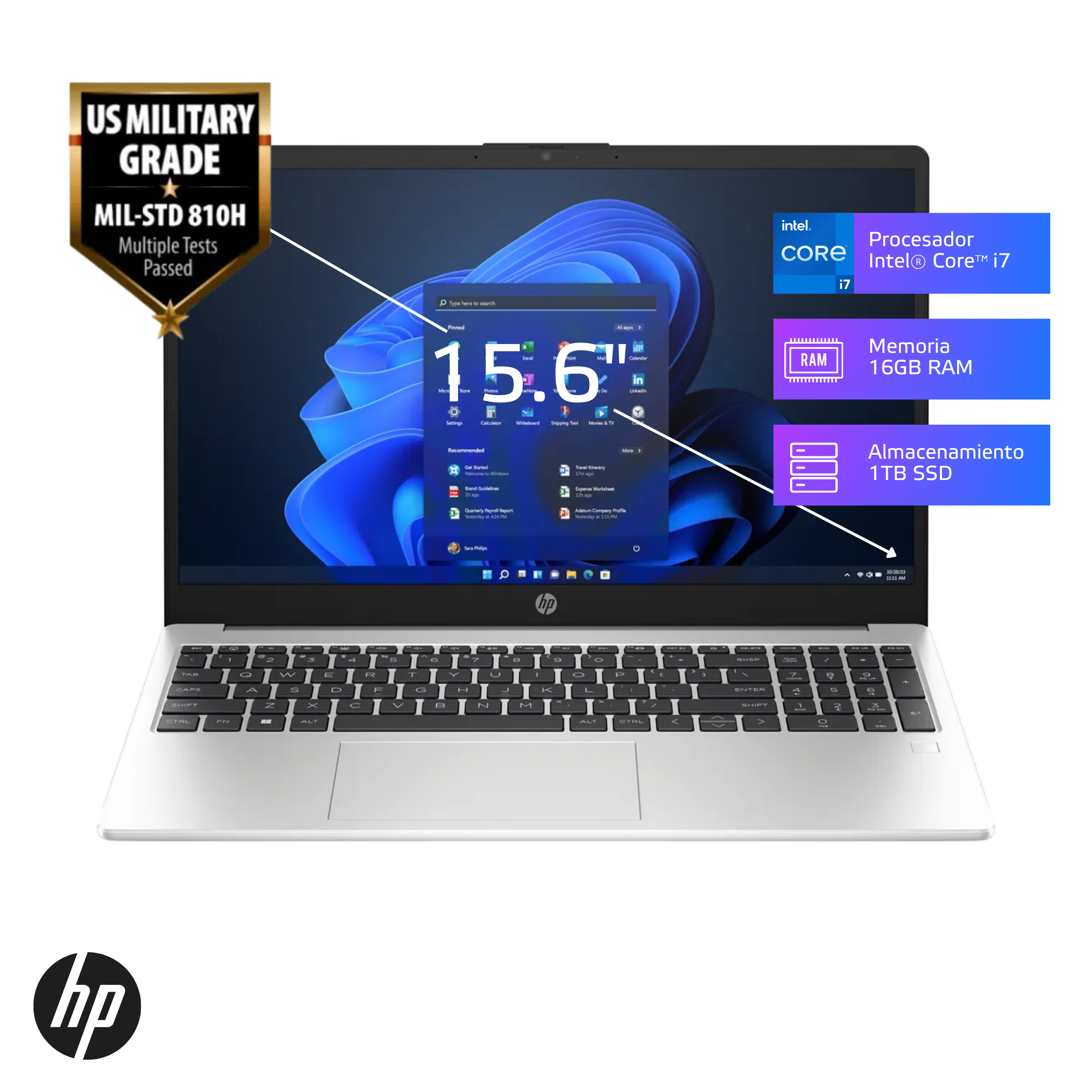 Laptop HP 250 G10 Core i7-1355U 16GB, 1TB SSD, 15.6" HD, FreeDos (9S7D1LS)
