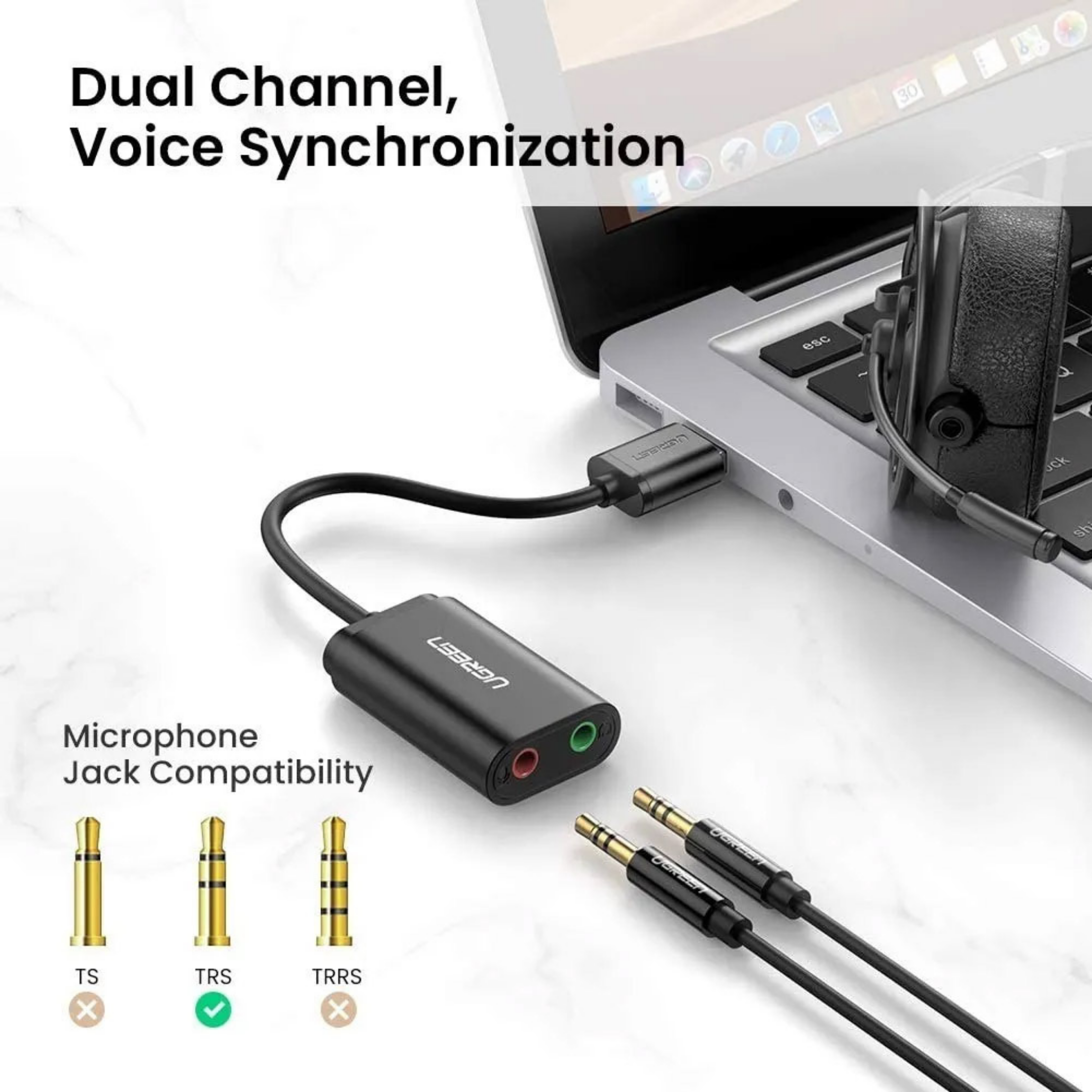 Adaptador de audio USB 2.0 a Jack 3.5mm Ugreen (30724)