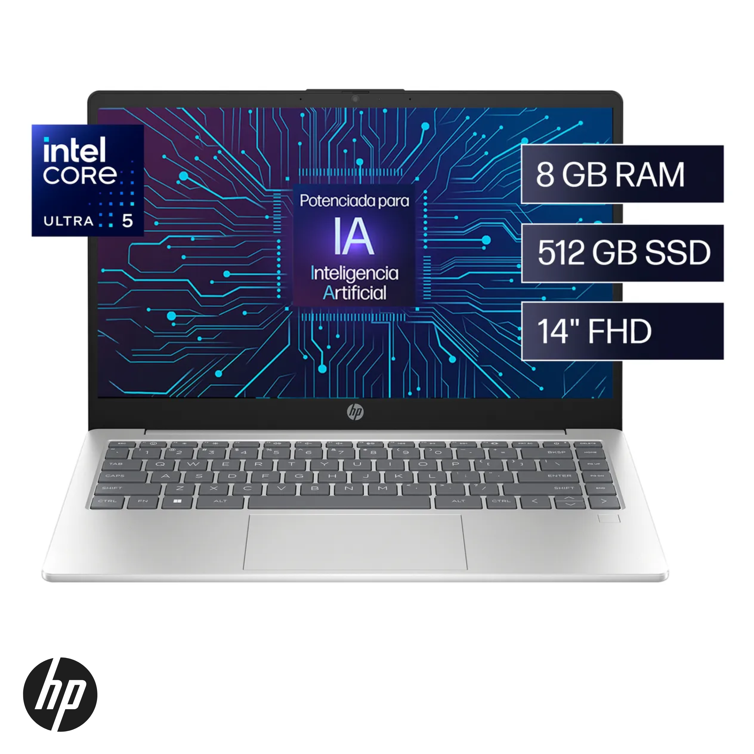 Laptop HP 14-ep1001la Core Ultra 5 125H 8GB, 512GB SSD, 14" FHD, Windows 11 (A38P2LA)