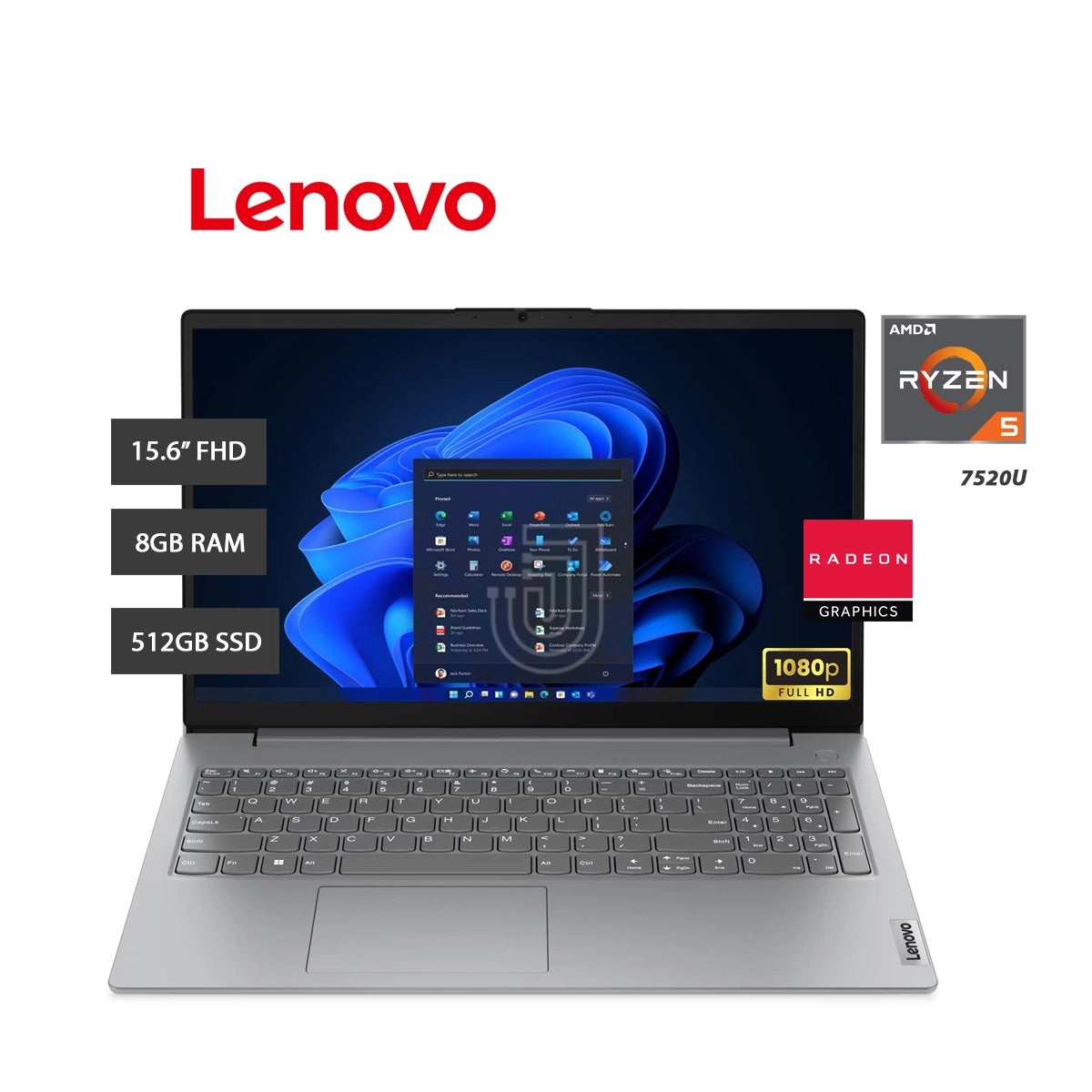Laptop Lenovo Ideapad Slim 3 AMD Ryzen 5-7520U 8GB RAM 512GB SSD 15.6" FHD 82XQ00N5LM