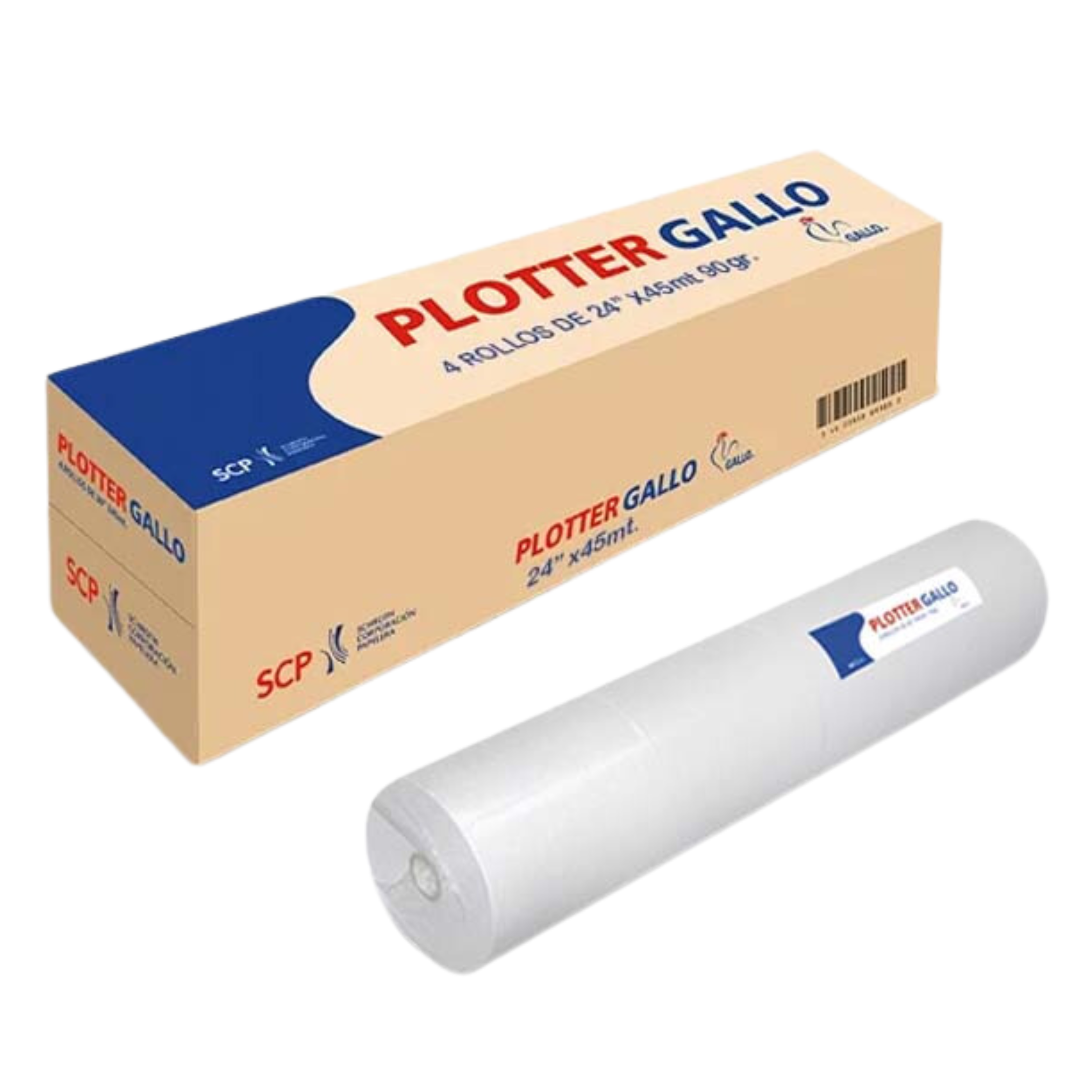 Rollo de papel para plotter Gallo A1 24" 90Gr, 45 mts.