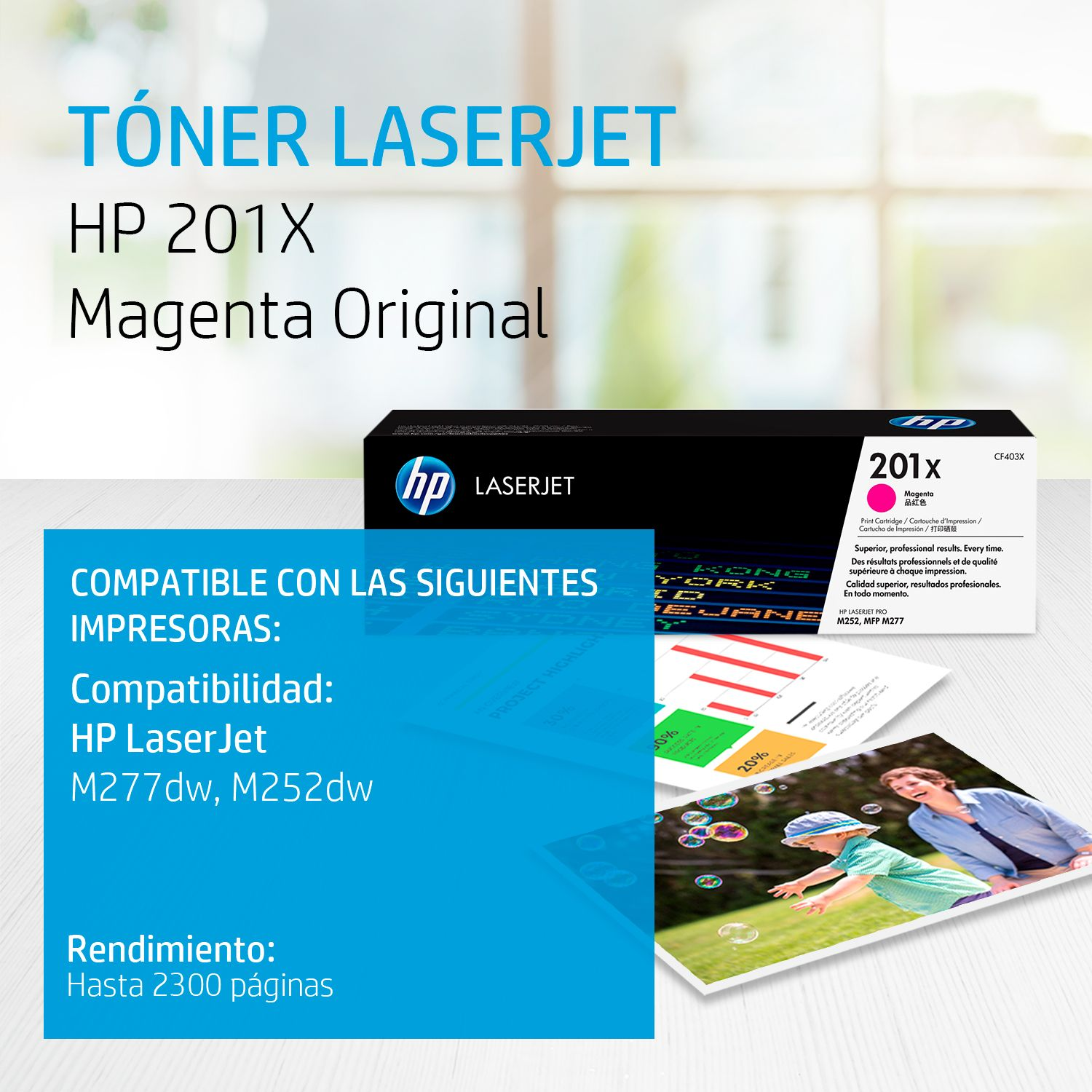 Toner HP 201X Magenta (CF403X) LaserJet M274/M277DW/M252DW 2300 Pag.