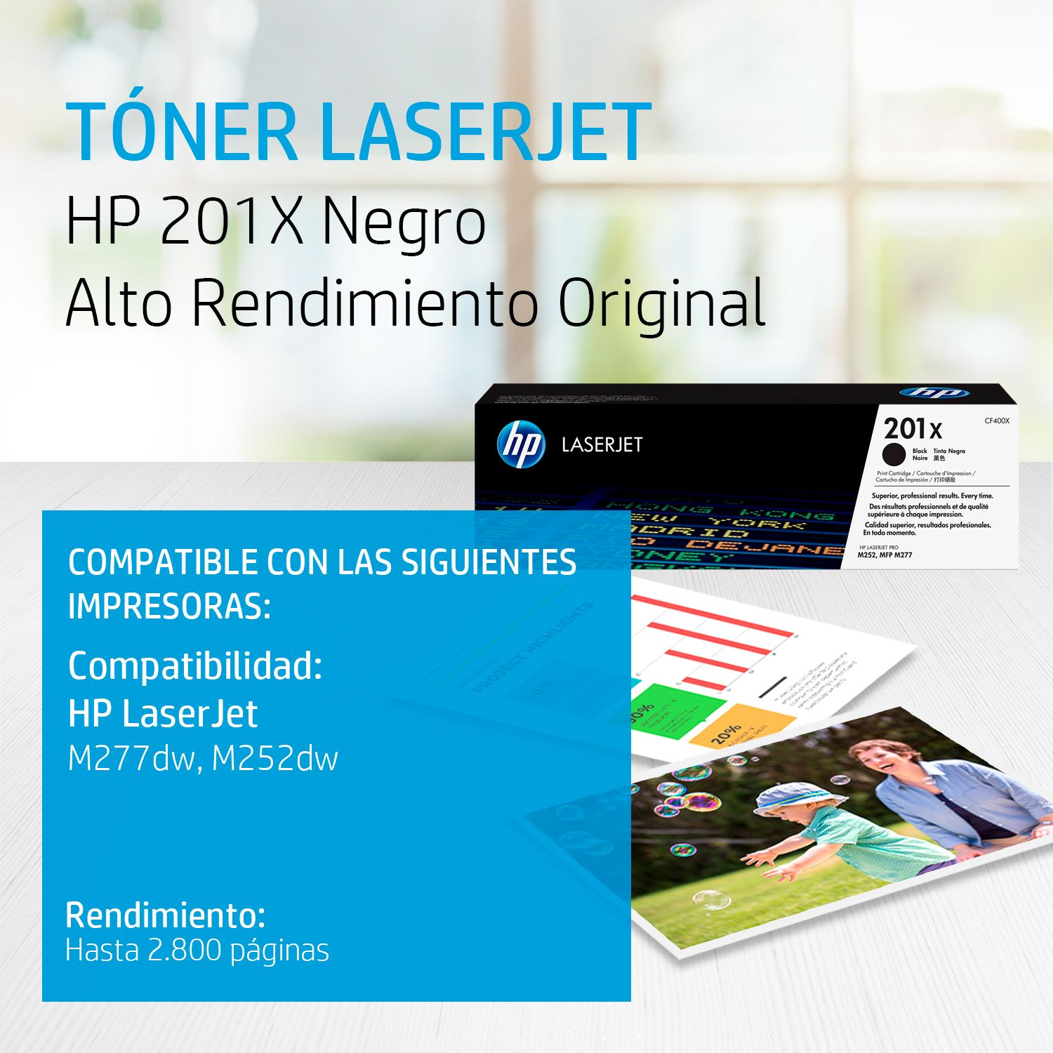 Toner HP 201X Negro (CF400X) LaserJet M274/M277DW/M252DW 2800 Pag.