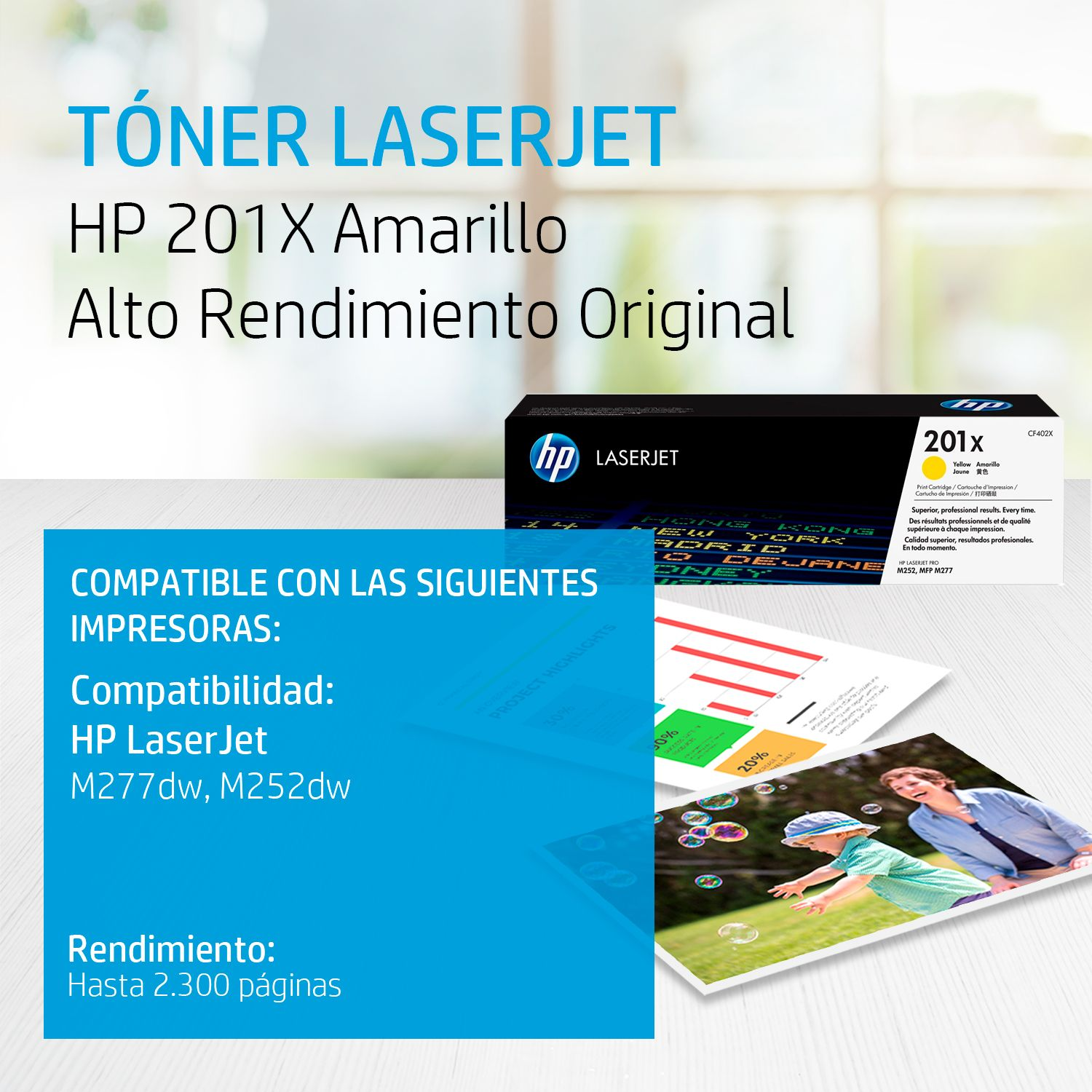 Toner HP 201X Yellow (CF402X) LaserJet M274/M277DW/M252DW 2300 Pag.
