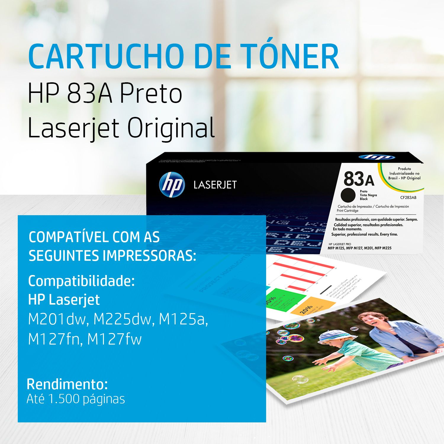 Toner HP 83A Negro (CF283A) LaserJet M201/M225/M215/M127 1500 Pag.