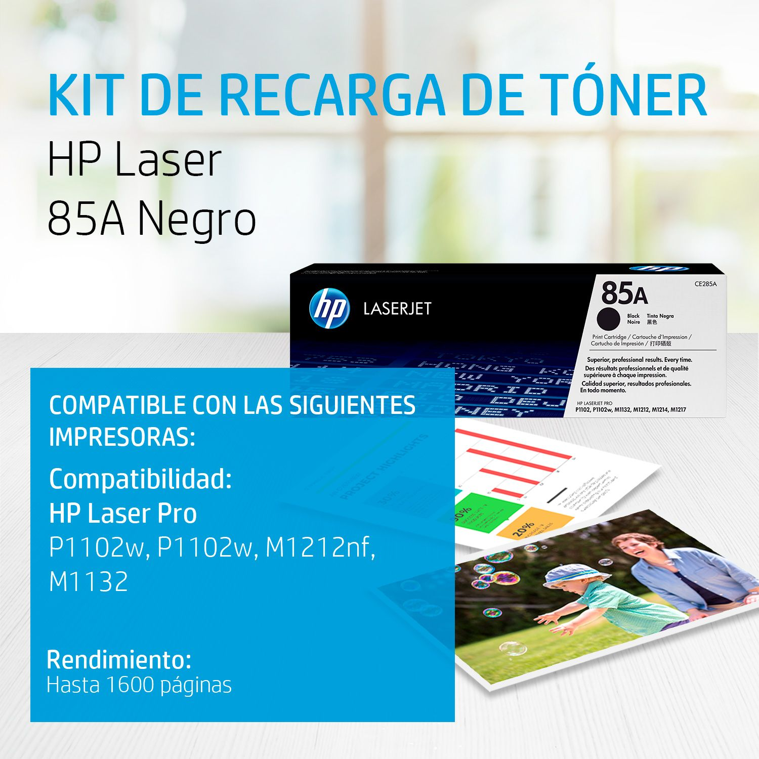 Toner HP 85A Negro (CE285A) LaserJet P1102/M1212/M1132 1600 Pag.