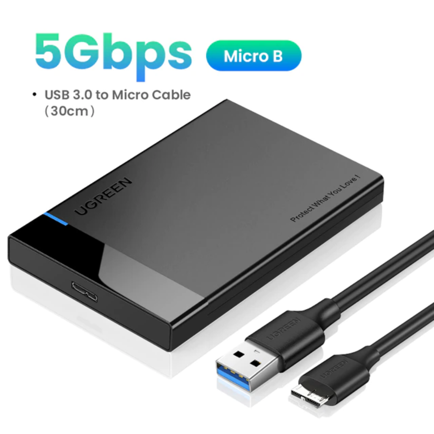 Case Ugreen para disco duro interno Sata 2.5" SSD/HDD USB 3.0 5Gbps (30848)