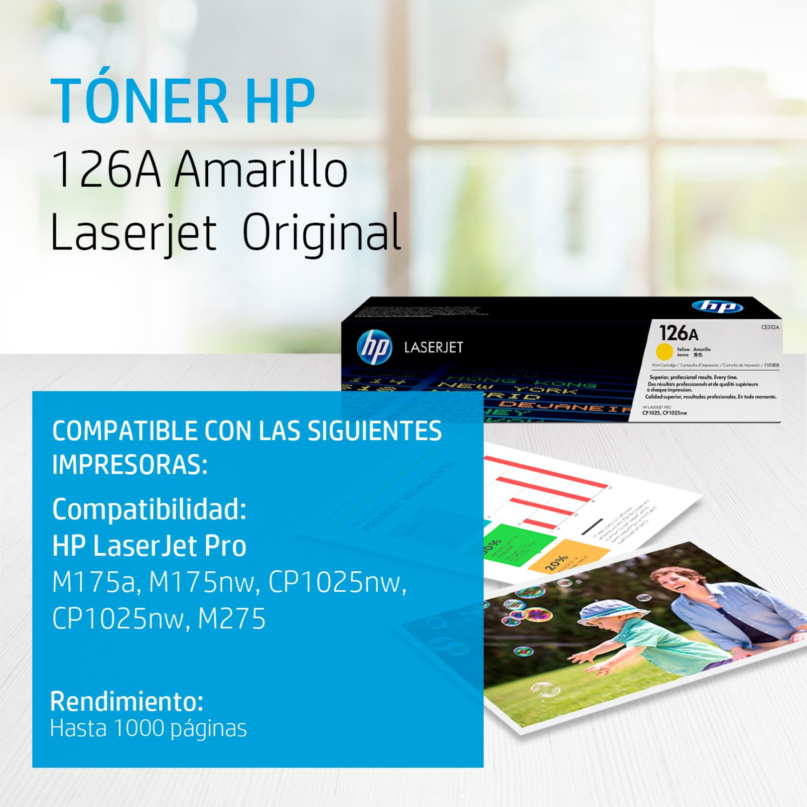 Toner HP 126A Yellow (CE312A) LaserJet M175/CP1025/M275 1000 Pag.