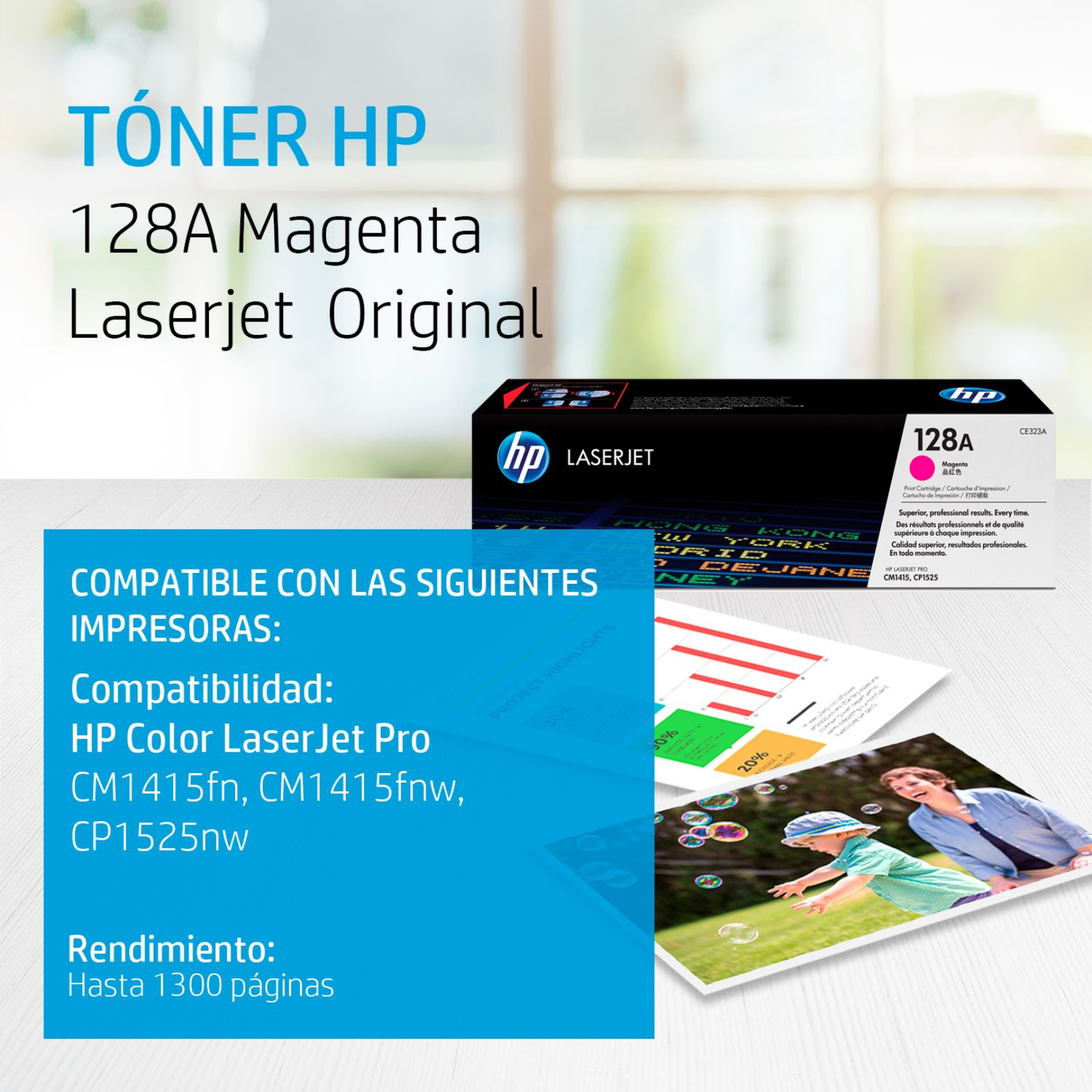 Toner HP 128A Magenta (CE323A) LaserJet CM1415FN/NW/CP1525NW 1300 Pag.