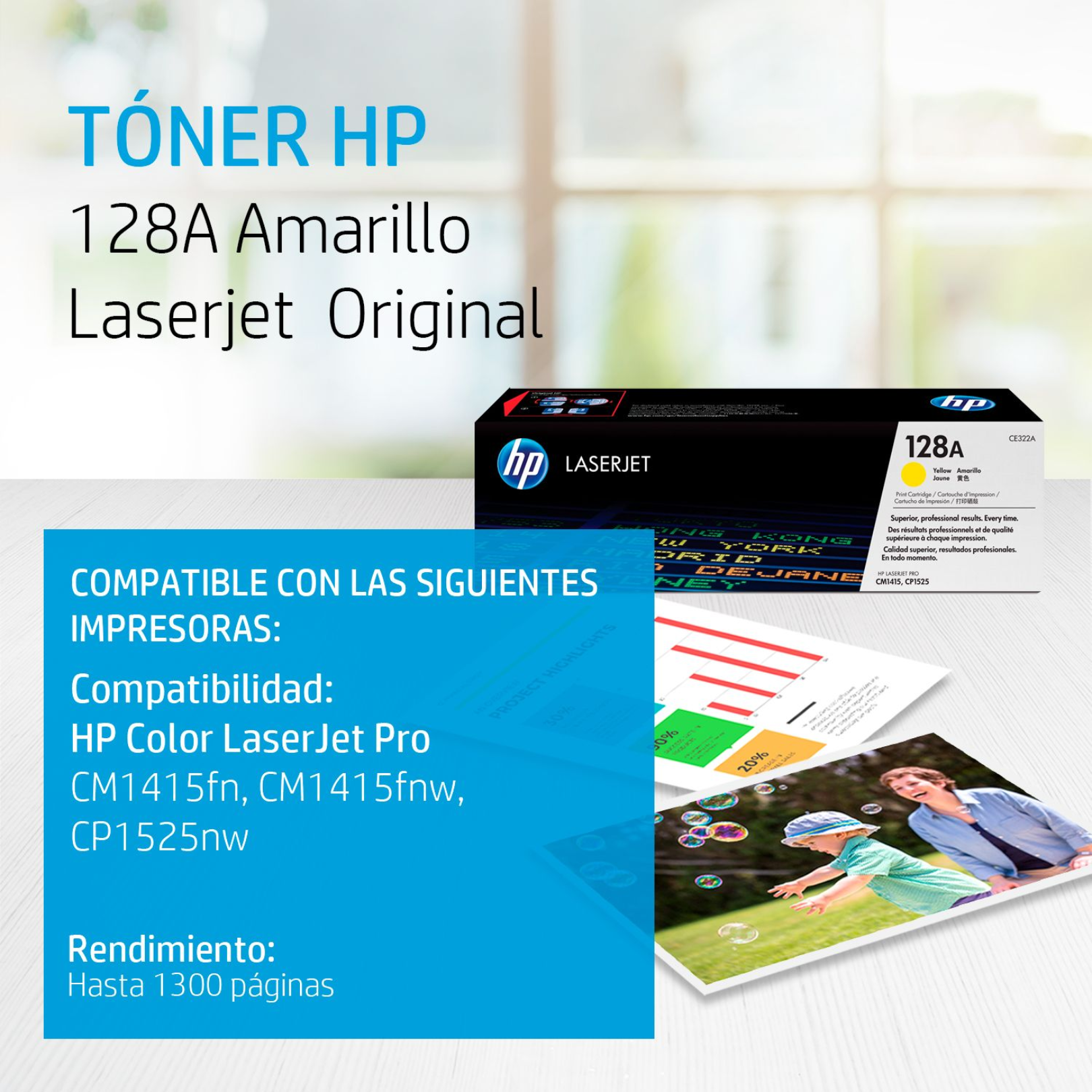 Toner HP 128A Yellow (CE322A) LaserJet CM1415FN/NW/CP1525NW 1300 Pag.