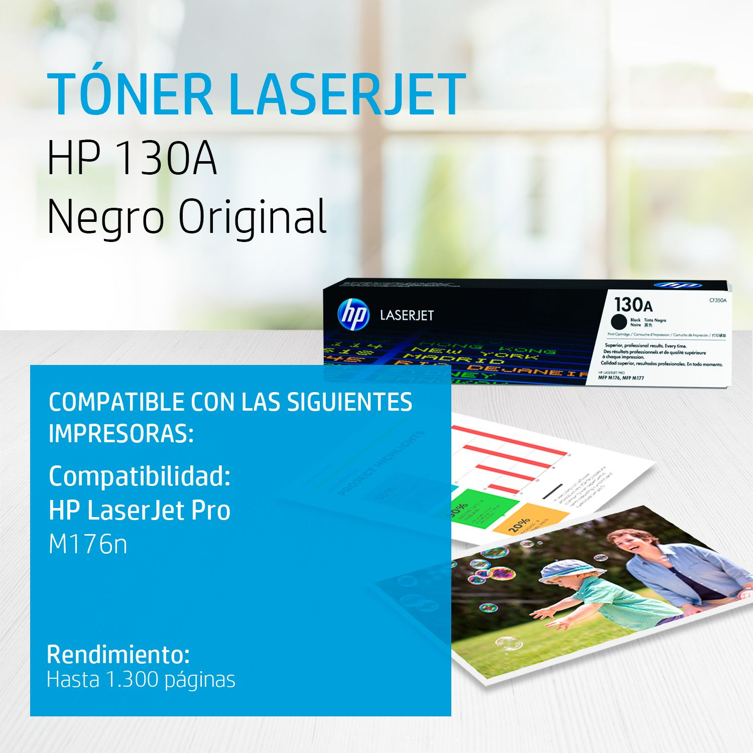 Toner HP 130A Negro (CF350A) LaserJet M176/M177 1300 Pag.