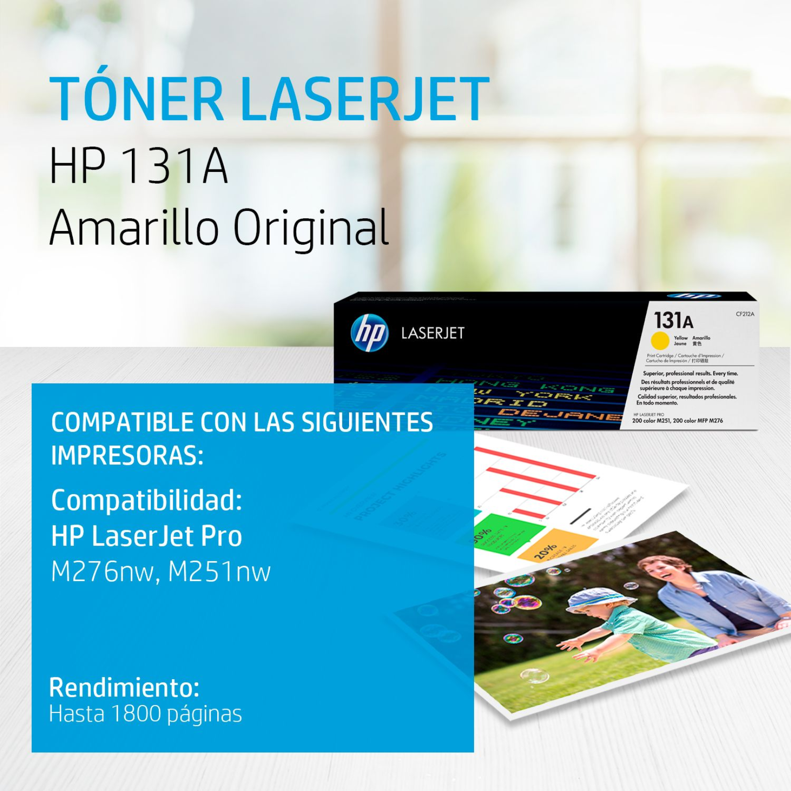 Toner HP 131A Yellow (CF212A) LaserJet M276NW/M251NW 1800 Pag.