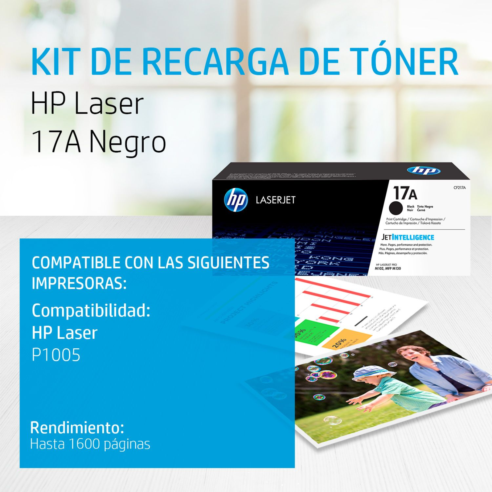 Toner HP 17A Negro (CF217A) LaserJet P1005/M102/M130 1600 Pag.