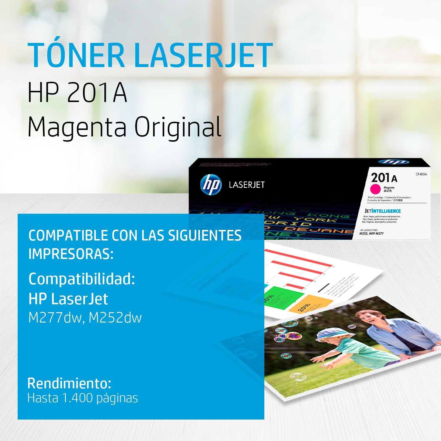 Toner HP 201A Magenta (CF403A) LaserJet M274/M277DW/M252DW 1400 Pag.