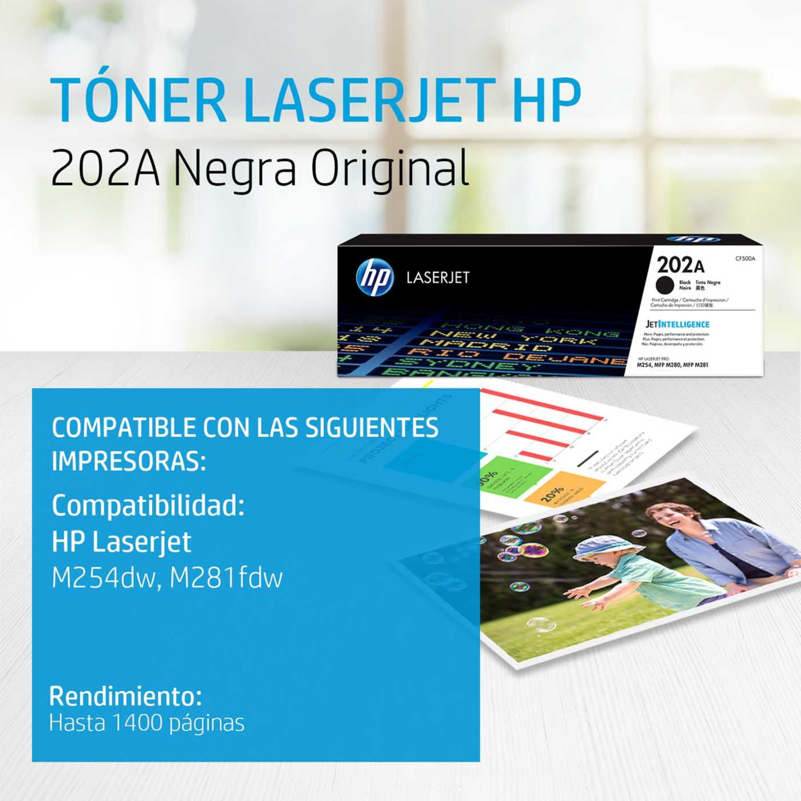 Toner HP 202A Negro (CF500A) LaserJet M254/M281 1300 Pag.