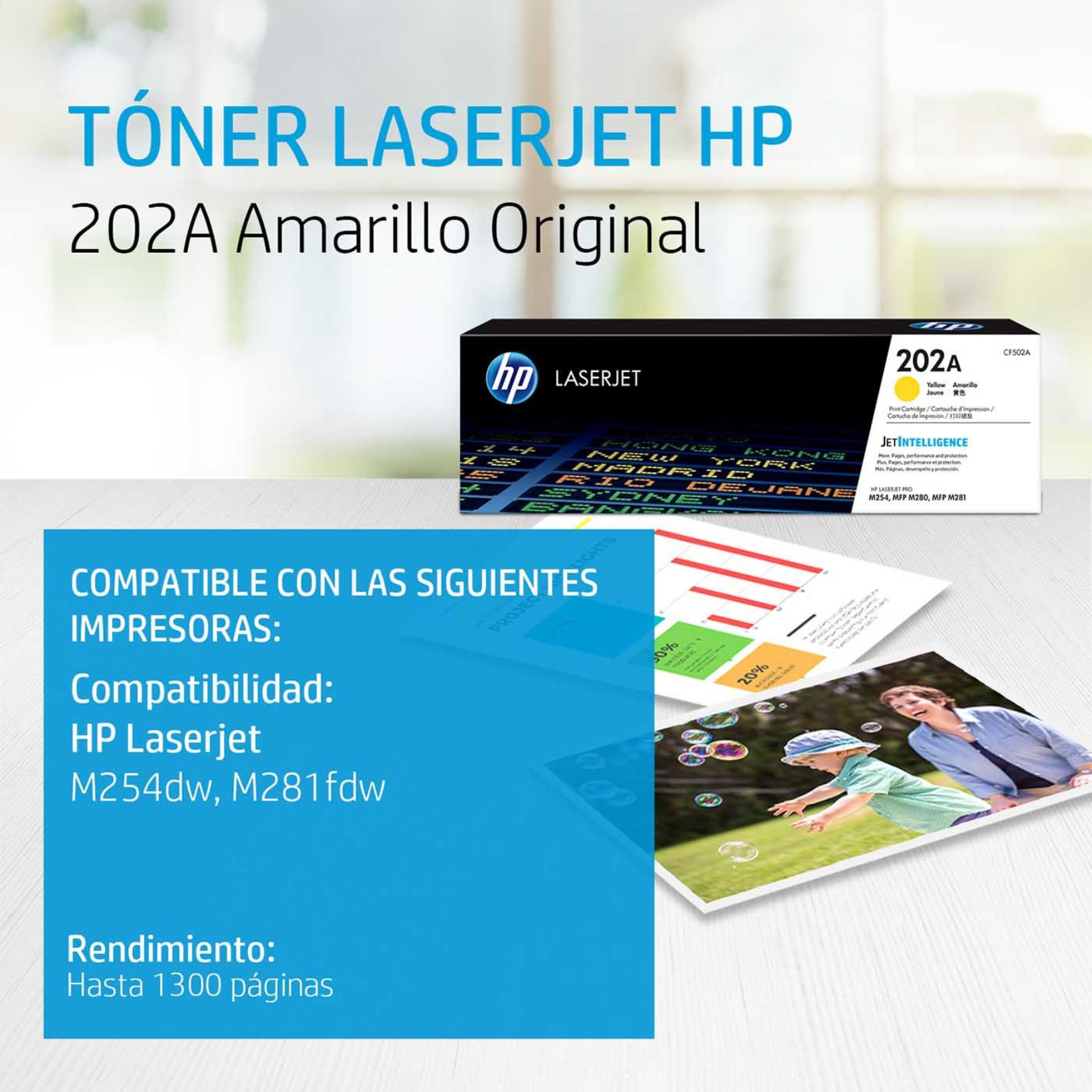 Toner HP 202A Yellow (CF502A) LaserJet M254/M281 1300 Pag.
