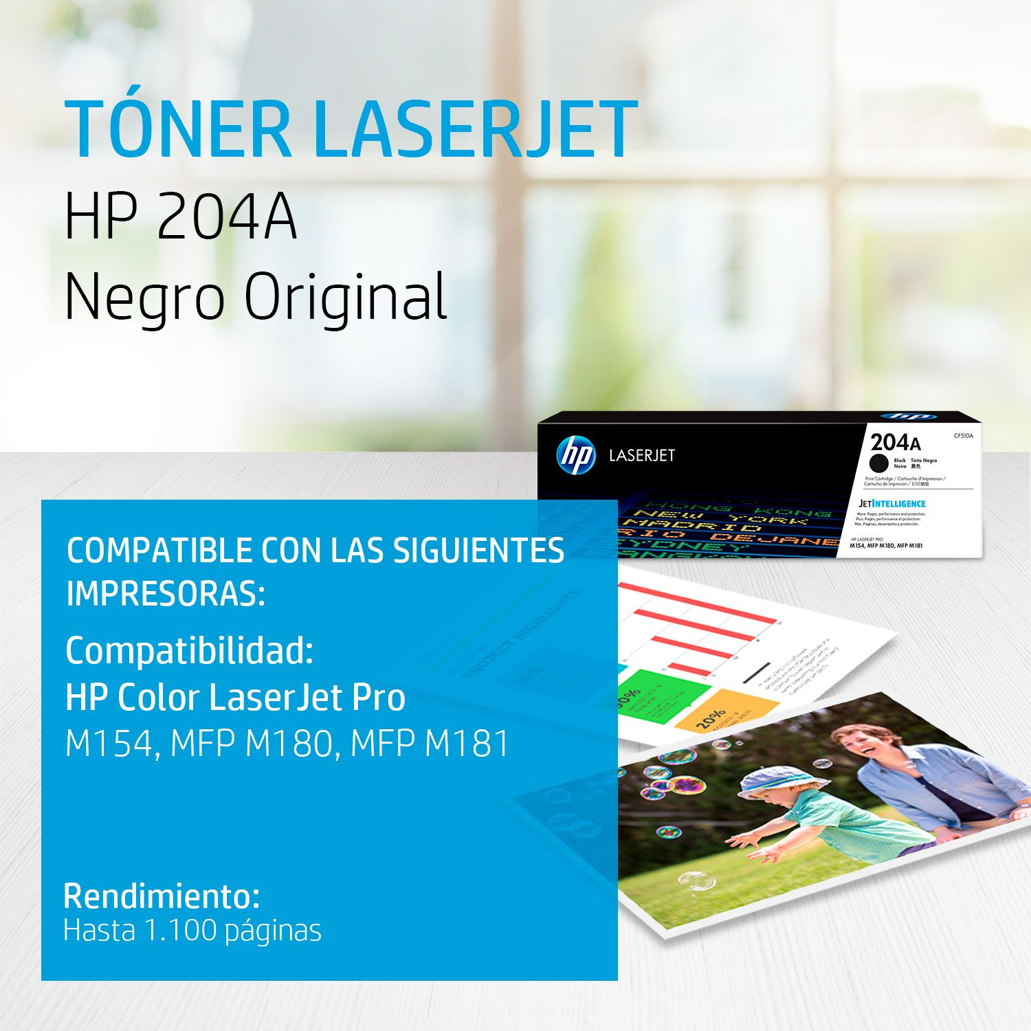 Toner HP 204A Negro (CF510A) LaserJet M154/M180/M181 1100 Pag.