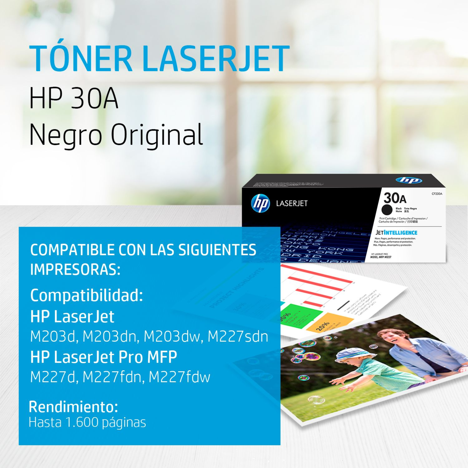Toner HP 30A Negro (CF230A) LaserJet M203/M227 1600 Pag.