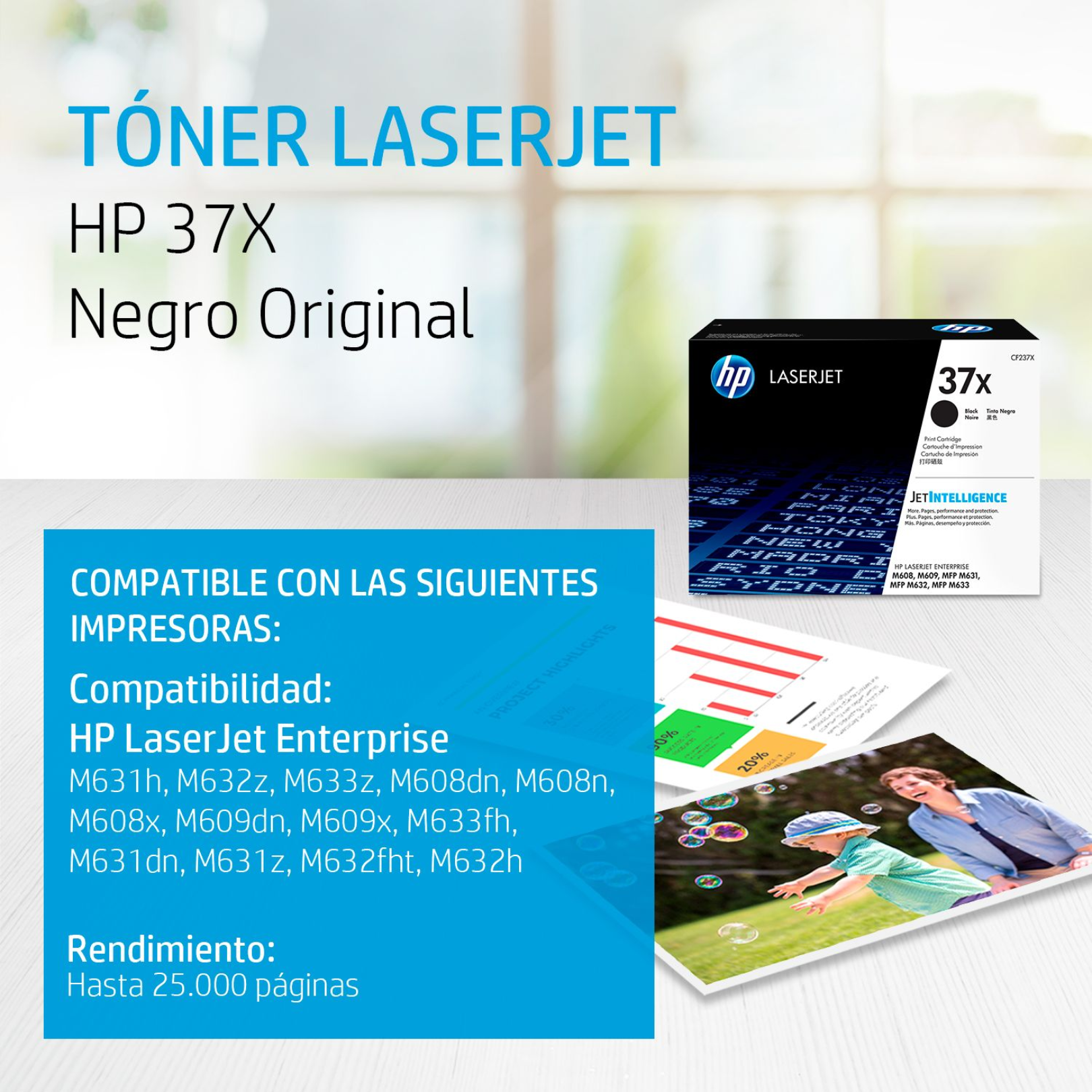 Toner HP 37X Negro (CF237X) LaserJet M632/M633/M608/M609/M631 25000 Pag.