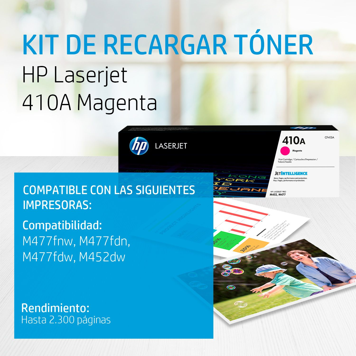 Toner HP 410A Magenta (CF413A) LaserJet M477/M478/M452 2300 Pag.