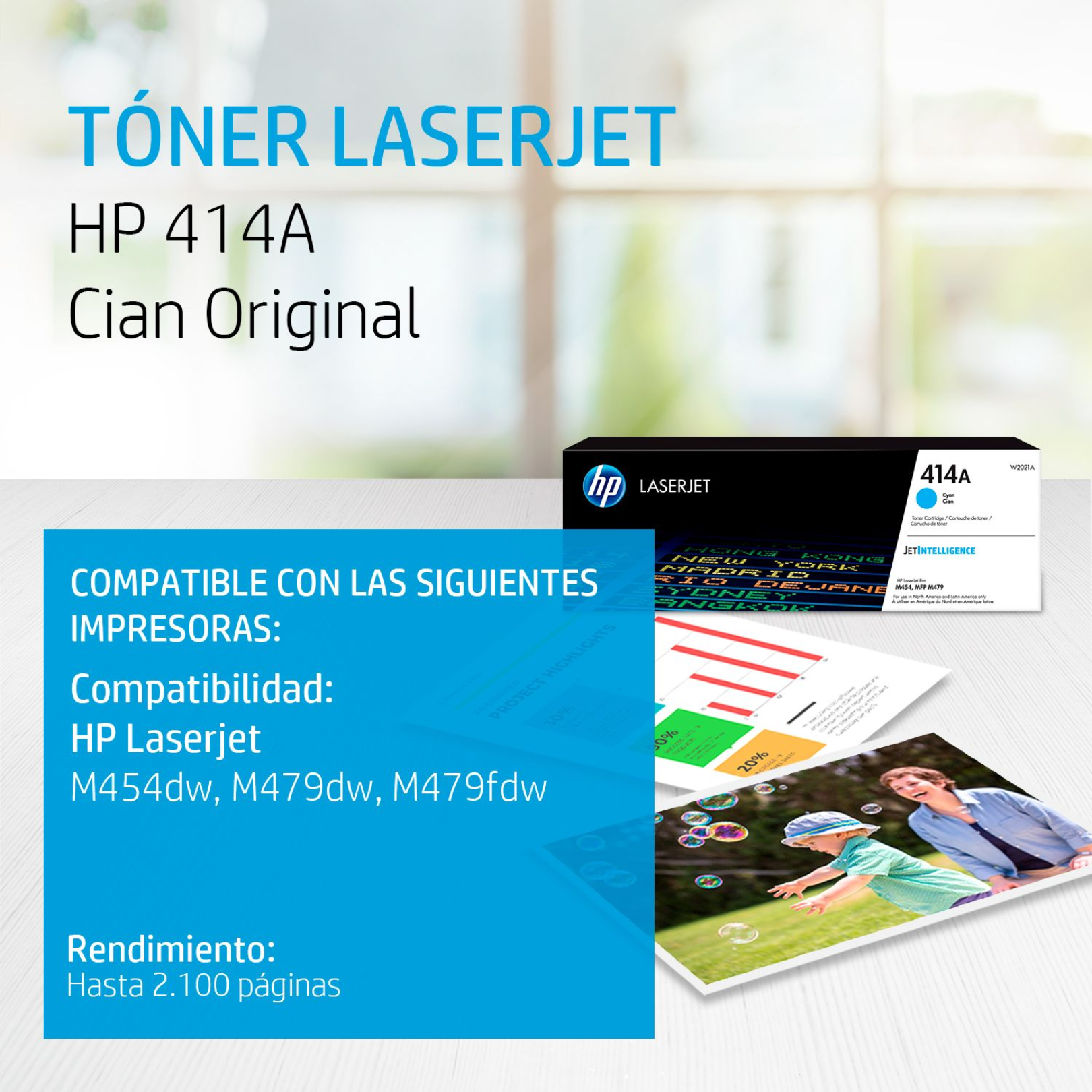 Toner HP 414A Cian (W2021A) LaserJet M454/M479/M455/M480 2100 Pag.