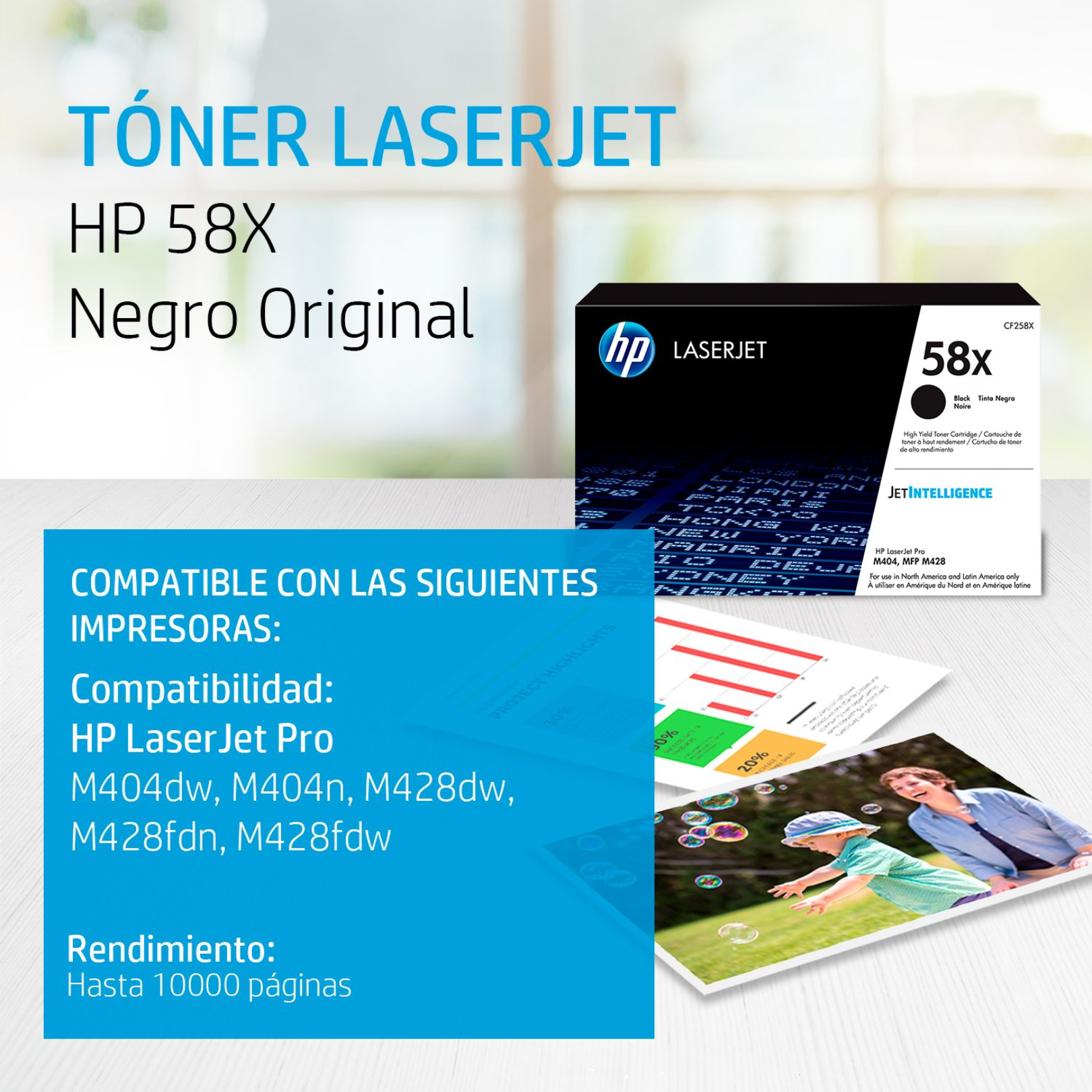 Toner HP 58X Negro (CF258X) LaserJet M404/M428 10000 Pag.