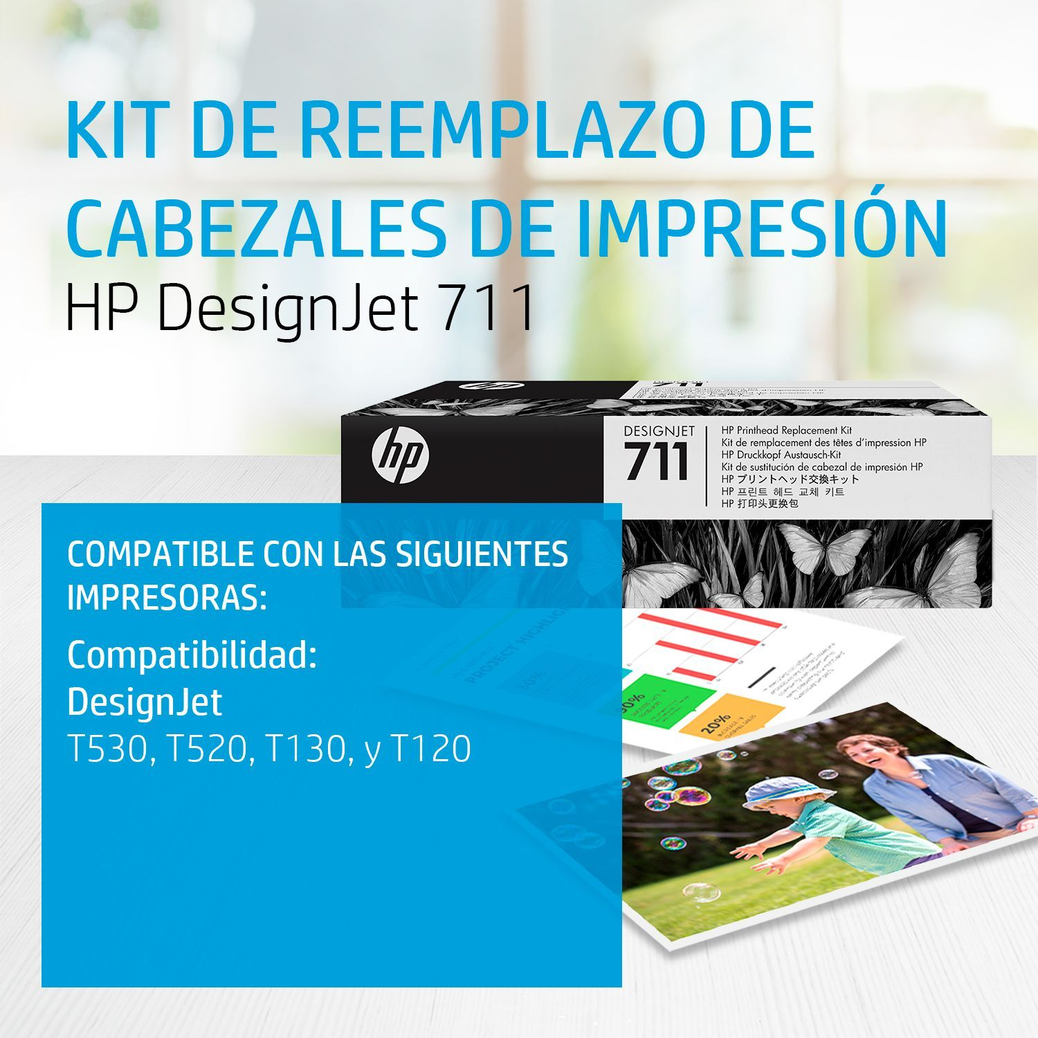 Kit de cabezal de impresión HP 711 para plotter DesignJet T530, T520, T130, y T120 (C1Q10A)