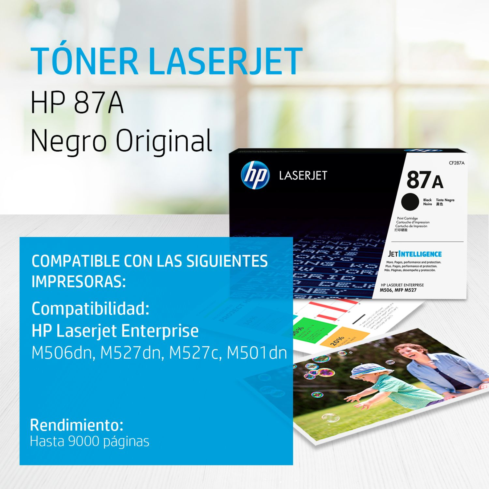 Toner HP 87A Negro (CF287A) LaserJet M506/M527/M501 9000 Pag.