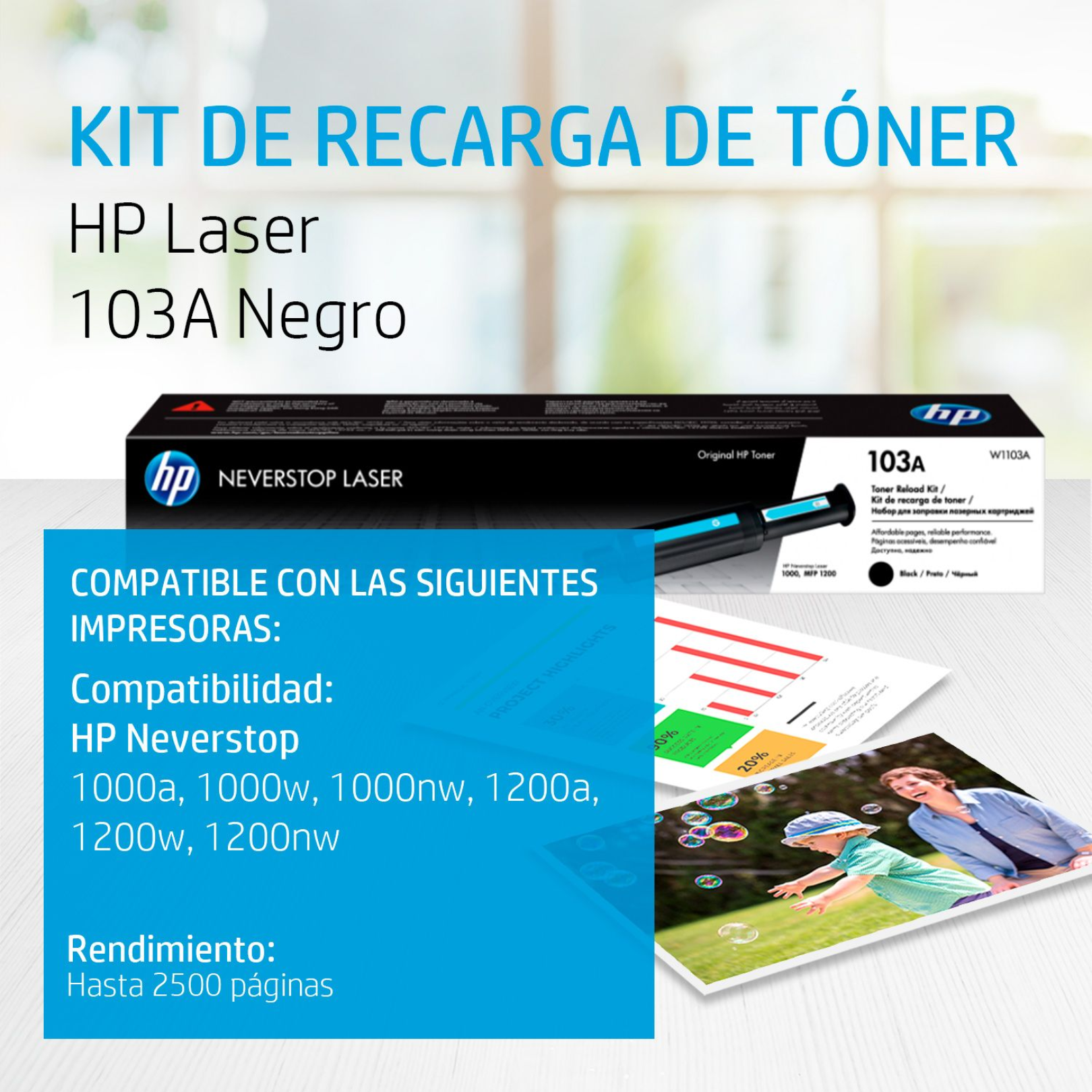 Toner HP 103A Negro (W1103A) Laser Neverstop 1000/1200 2500 Pag.