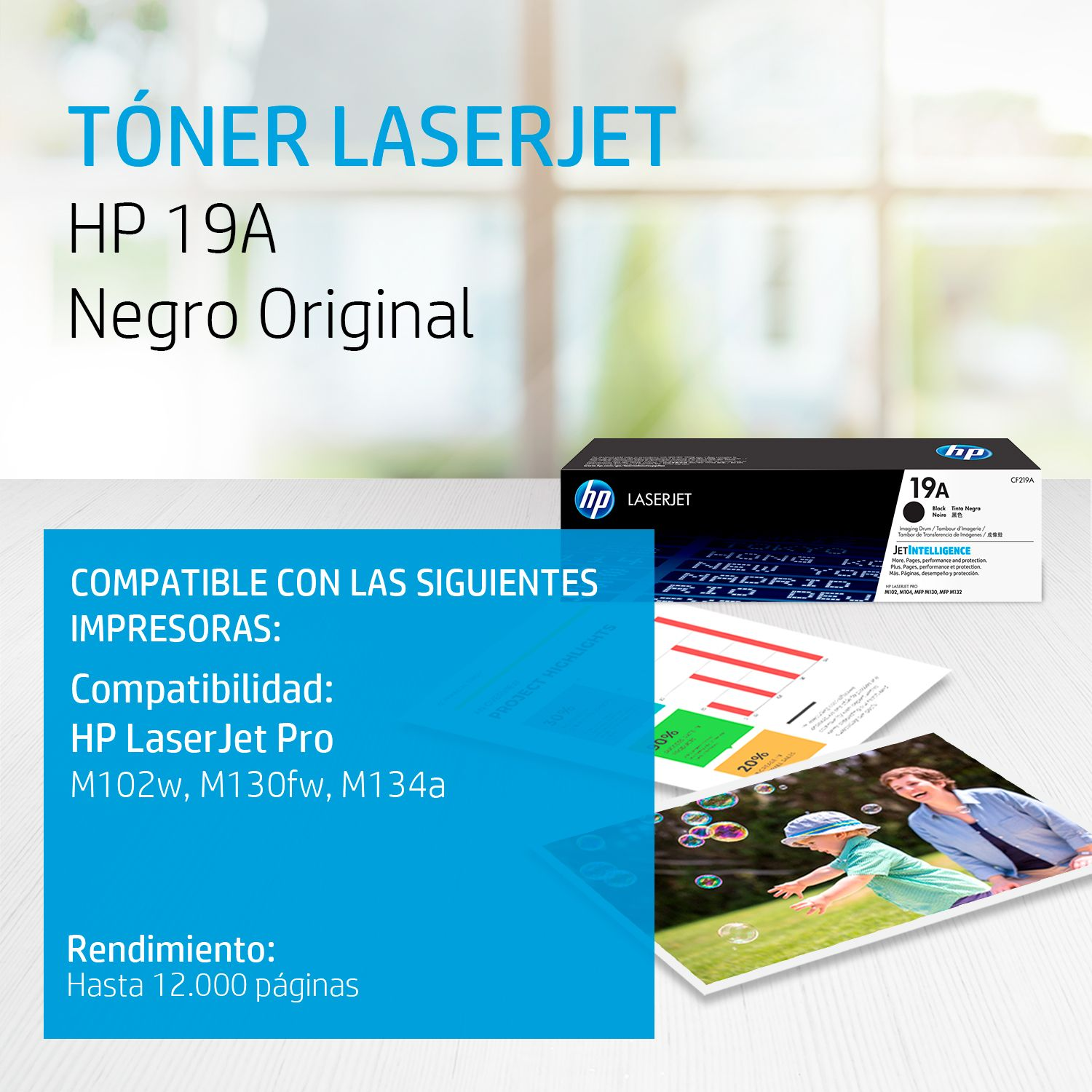 Tambor de Imagen HP 19A (CF219A) LaserJet Pro M102/M104 12,000 Pag.