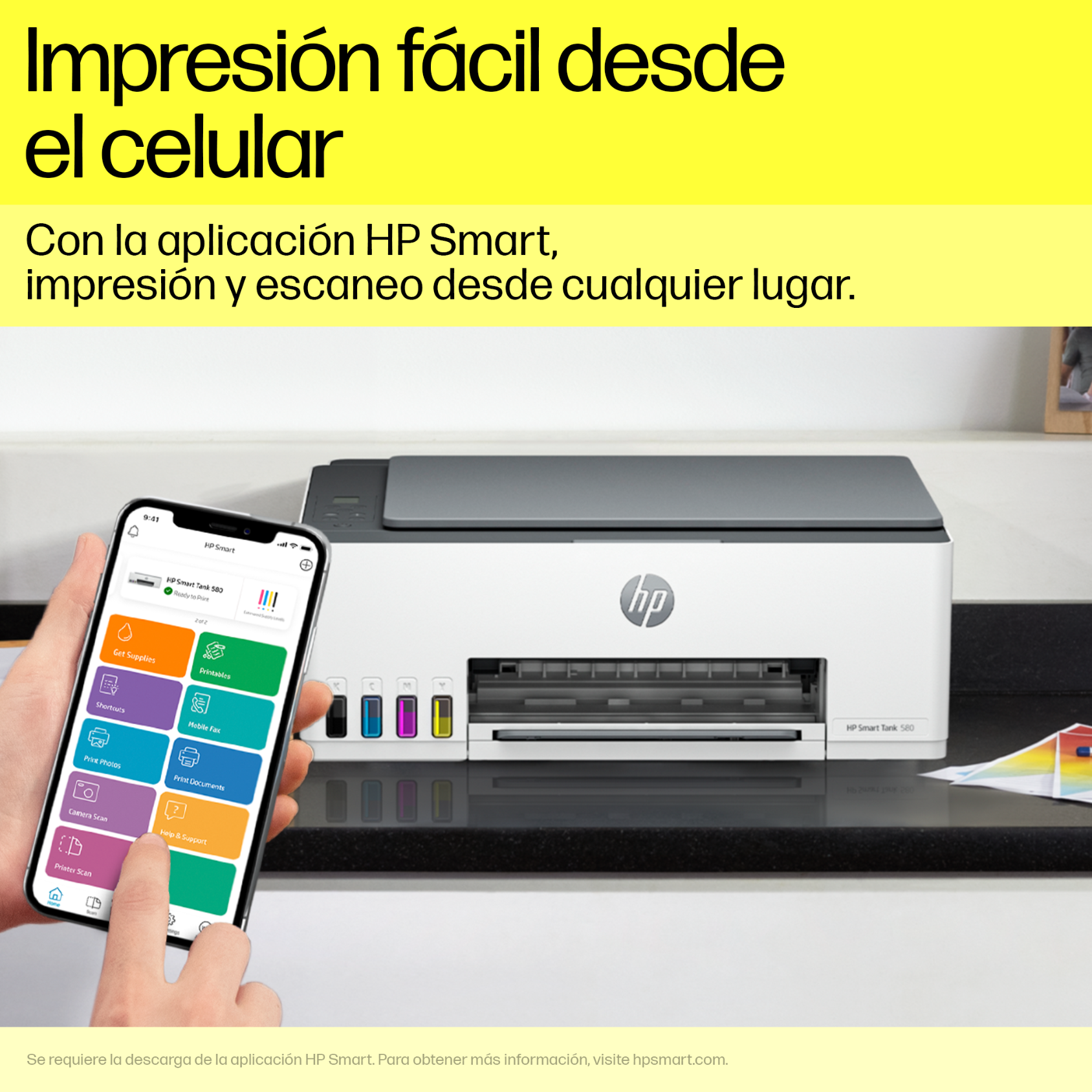 Impresora Multifuncional HP Smart Tank 580 Wireless (1F3Y2A)