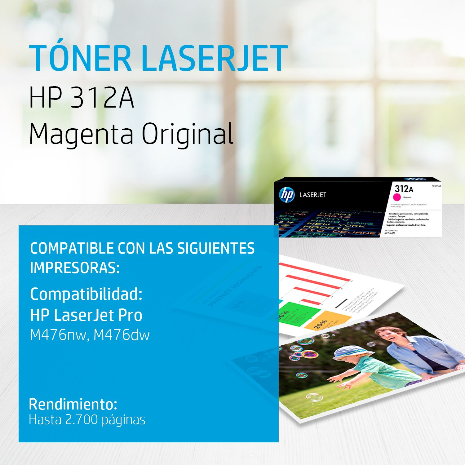 Toner HP 312A Magenta (CF383A) LaserJet Pro M476nw/M476dw 2700 Pag.