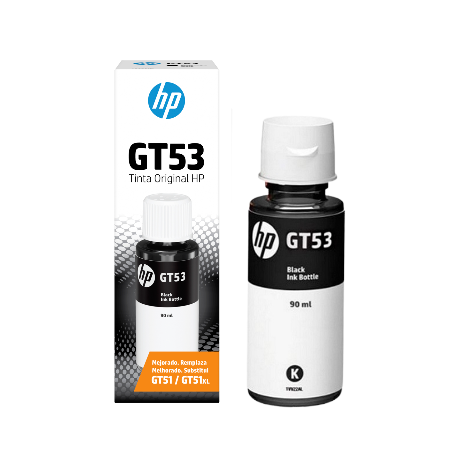 Botella de Tinta HP GT53 Negro Original (1VV22AL) 90ml