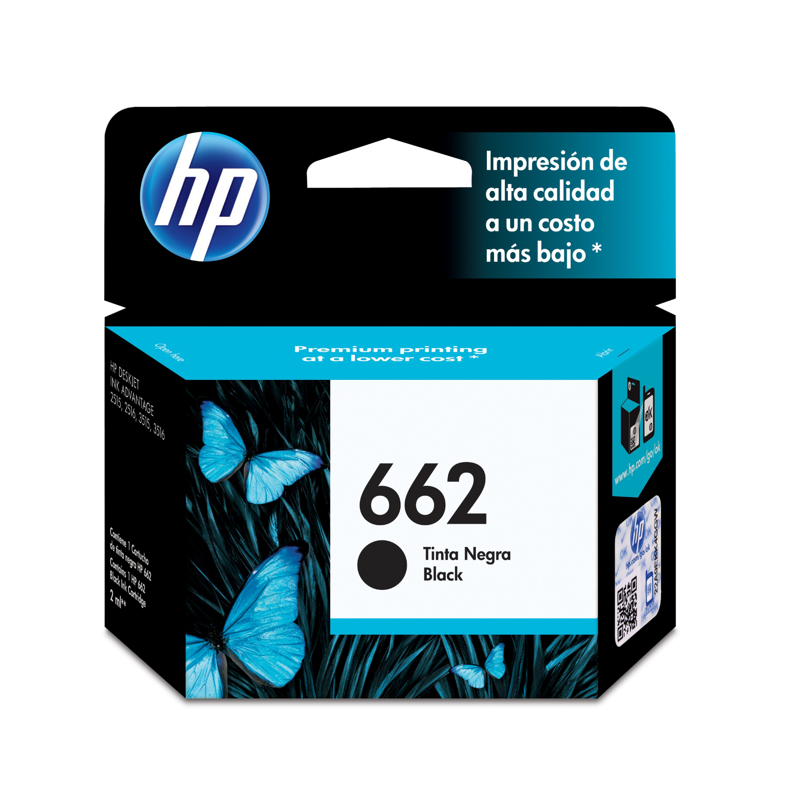 Cartucho de tinta HP 662 Negro (CZ103AL) DeskJet 2515/3515 120 Pag.