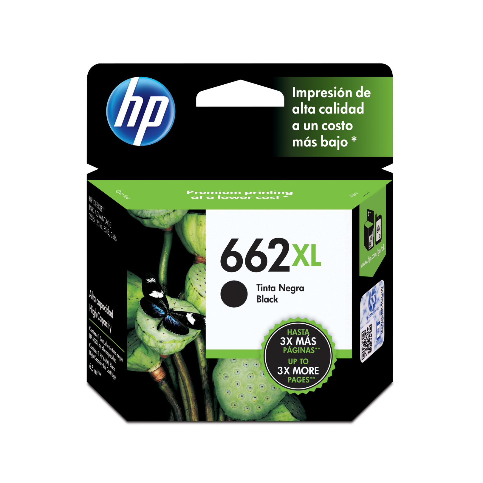 Cartucho de tinta HP 662XL Negro (CZ105AL) DeskJet 2515/3515 360 Pag.