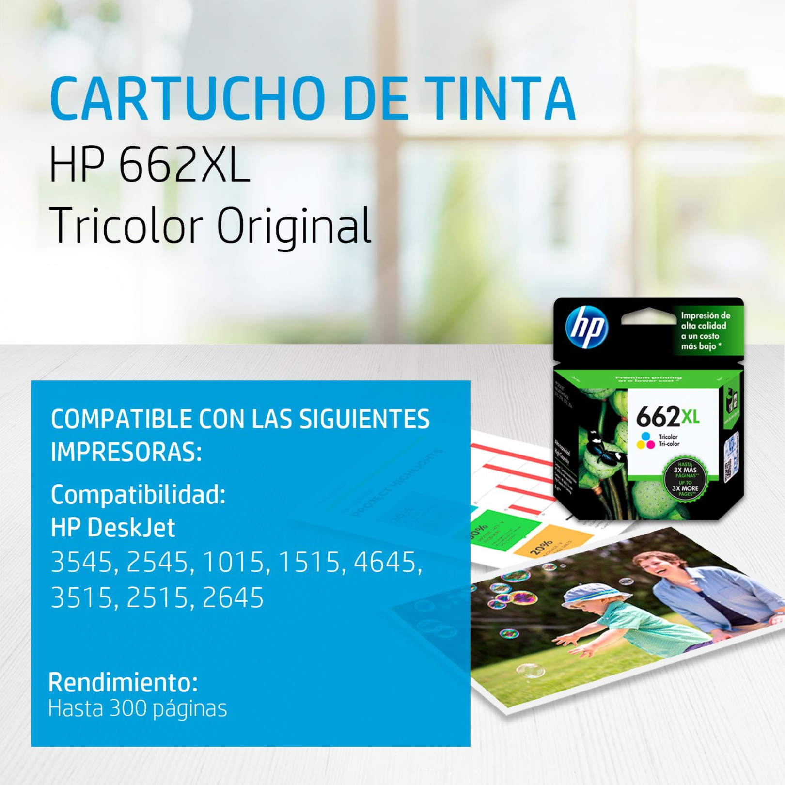 Cartucho de tinta HP 662XL Tricolor (CZ106AL) DeskJet 2515/3515 300 Pag.