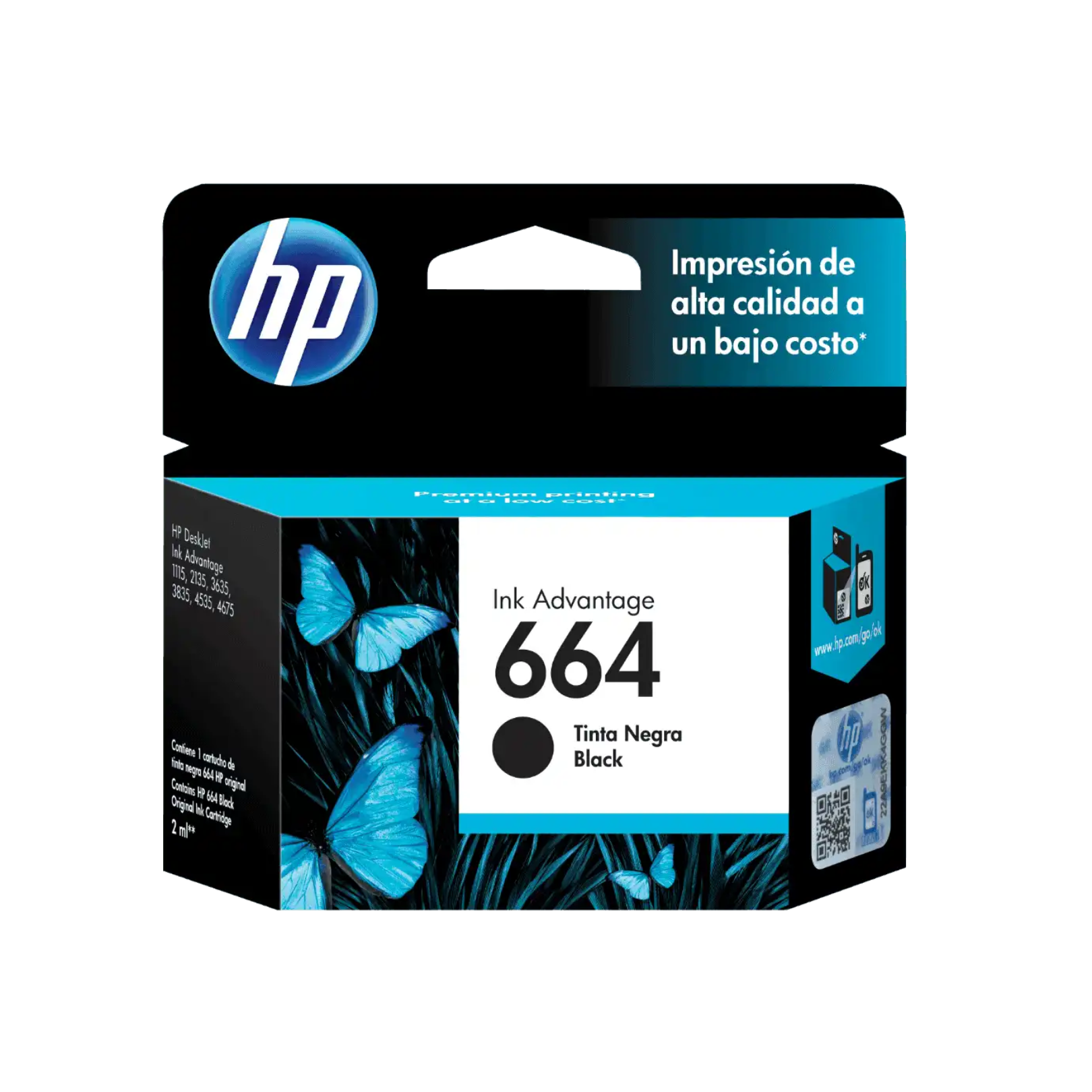 Cartucho de tinta HP 664 Negro (F6V29AL) DeskJet 1115/2135/4535/4675 120 Pag.