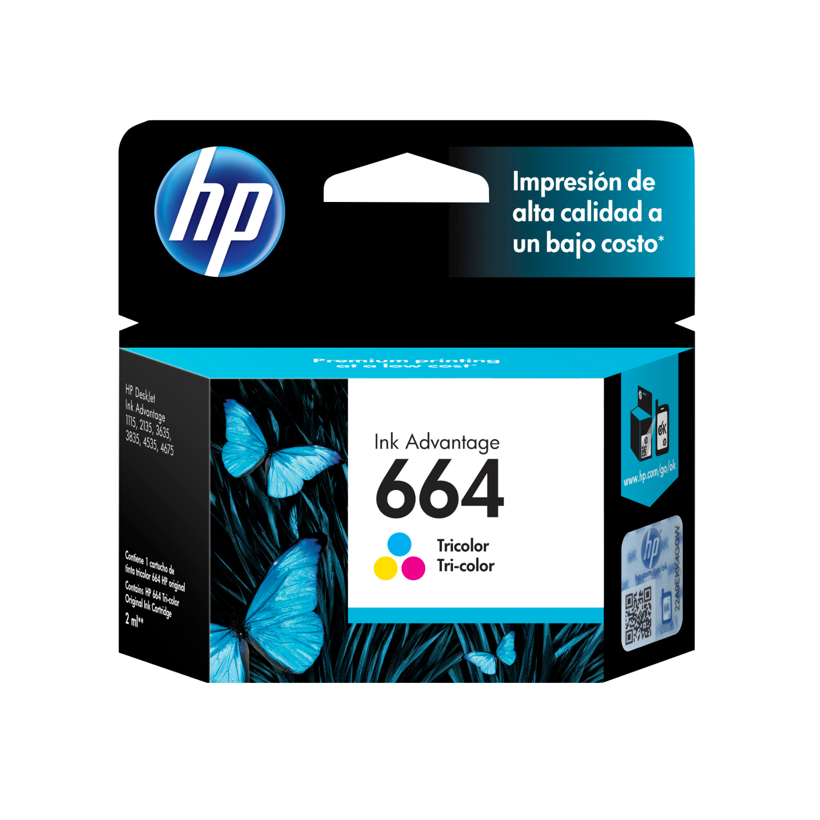 Cartucho de tinta HP 664 Tricolor (F6V28AL) DeskJet 1115/2135/4535/4675 100 Pag.