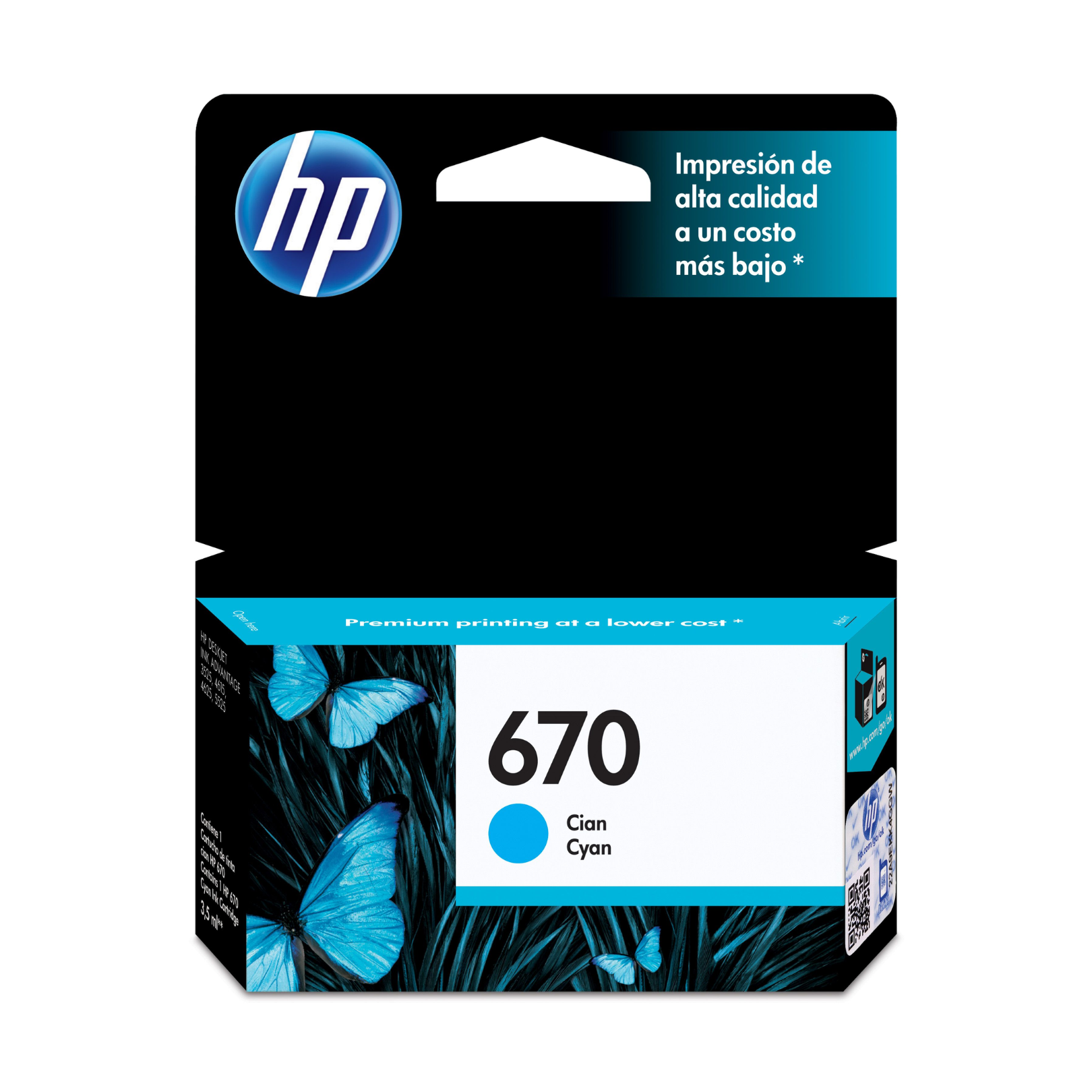 Cartucho de tinta HP 670 Cian (CZ114AL) DeskJet 3525/4615/4625/5525 300 Pag.