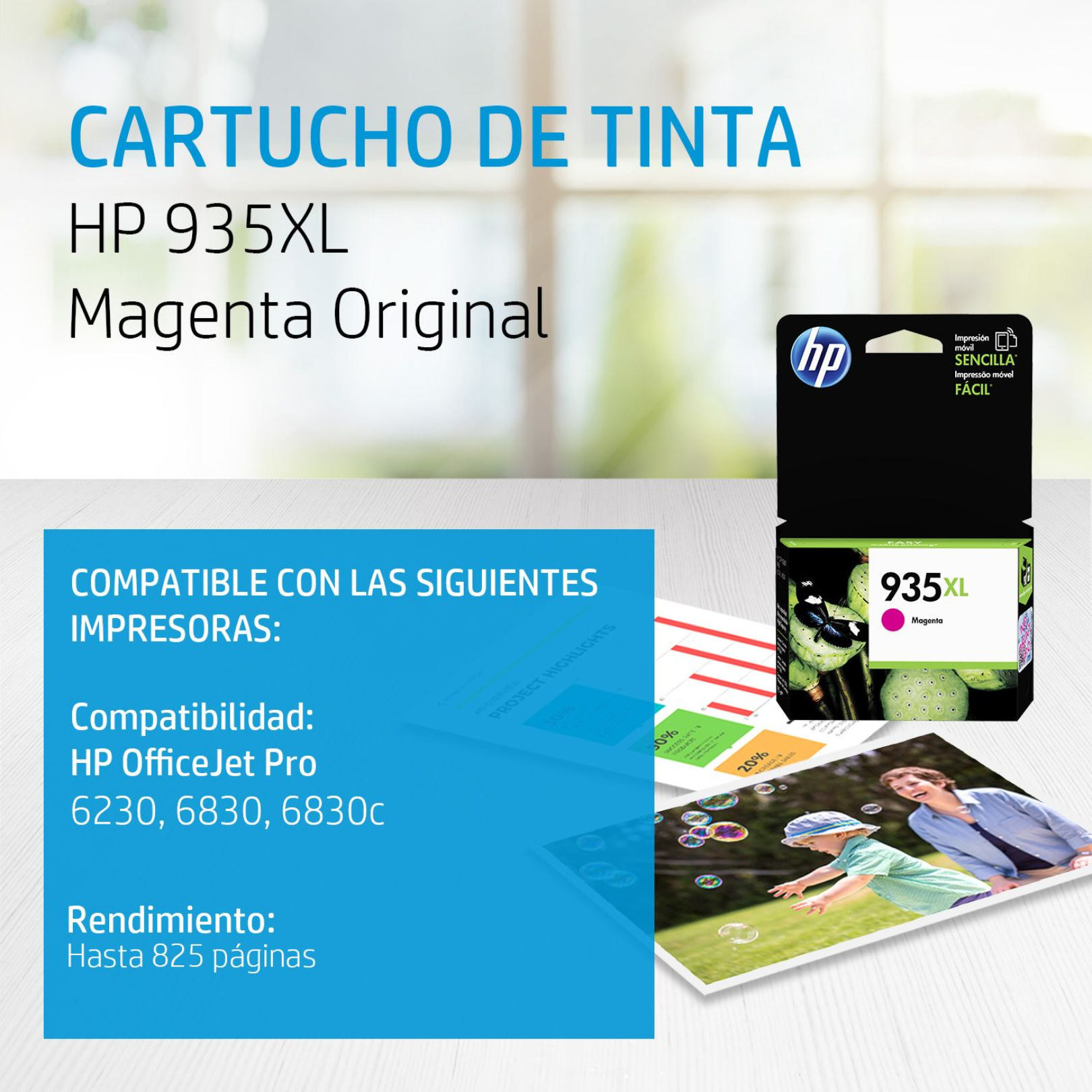Cartucho de tinta HP 935XL Magenta (C2P25AL) OfficeJet 6320/6830 825 Pag.